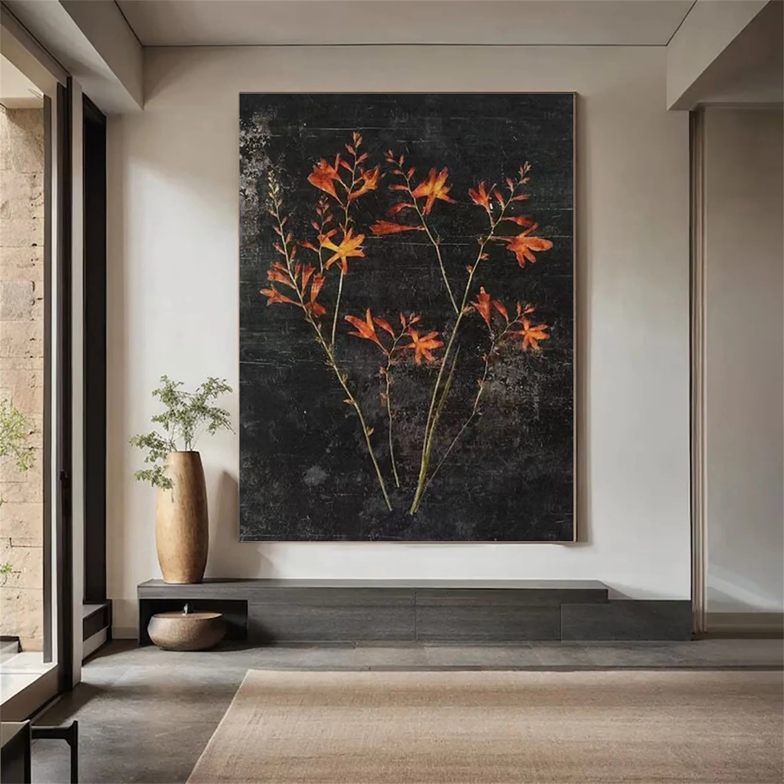 Flower & Tree Abstract Textured Wall Art #FT017