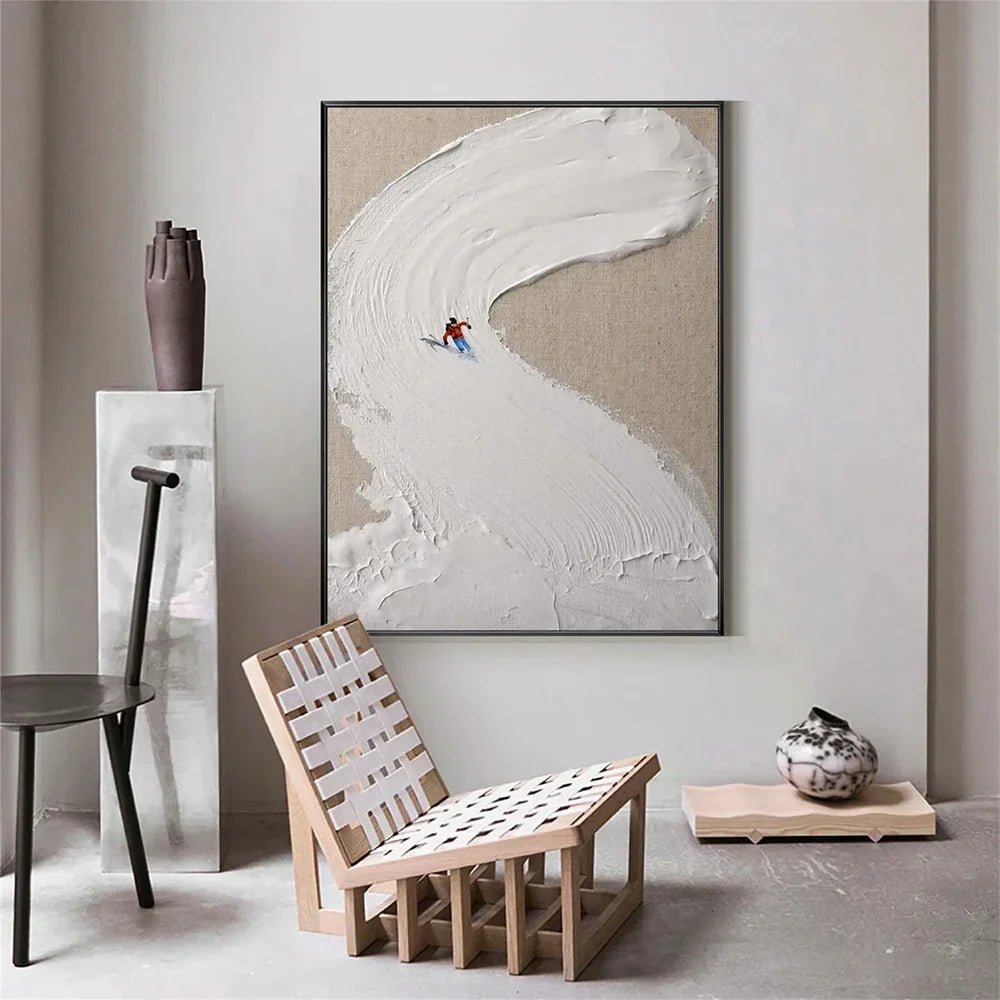 White Sport Art Minimalist Textured Wall Art #AS009