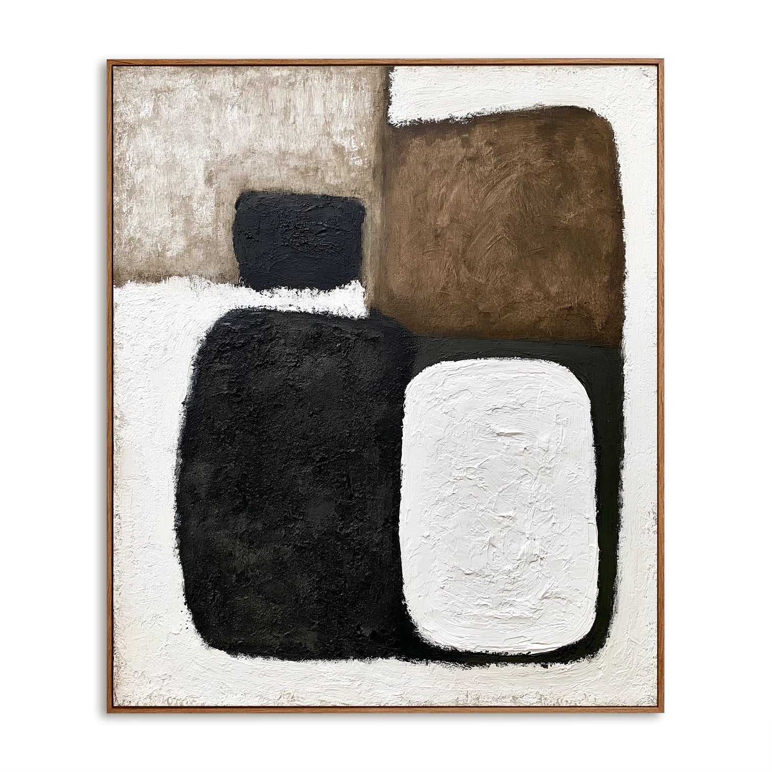 Wabi-Sabi Black & Brown Geometric Abstract Wall Art #WA117