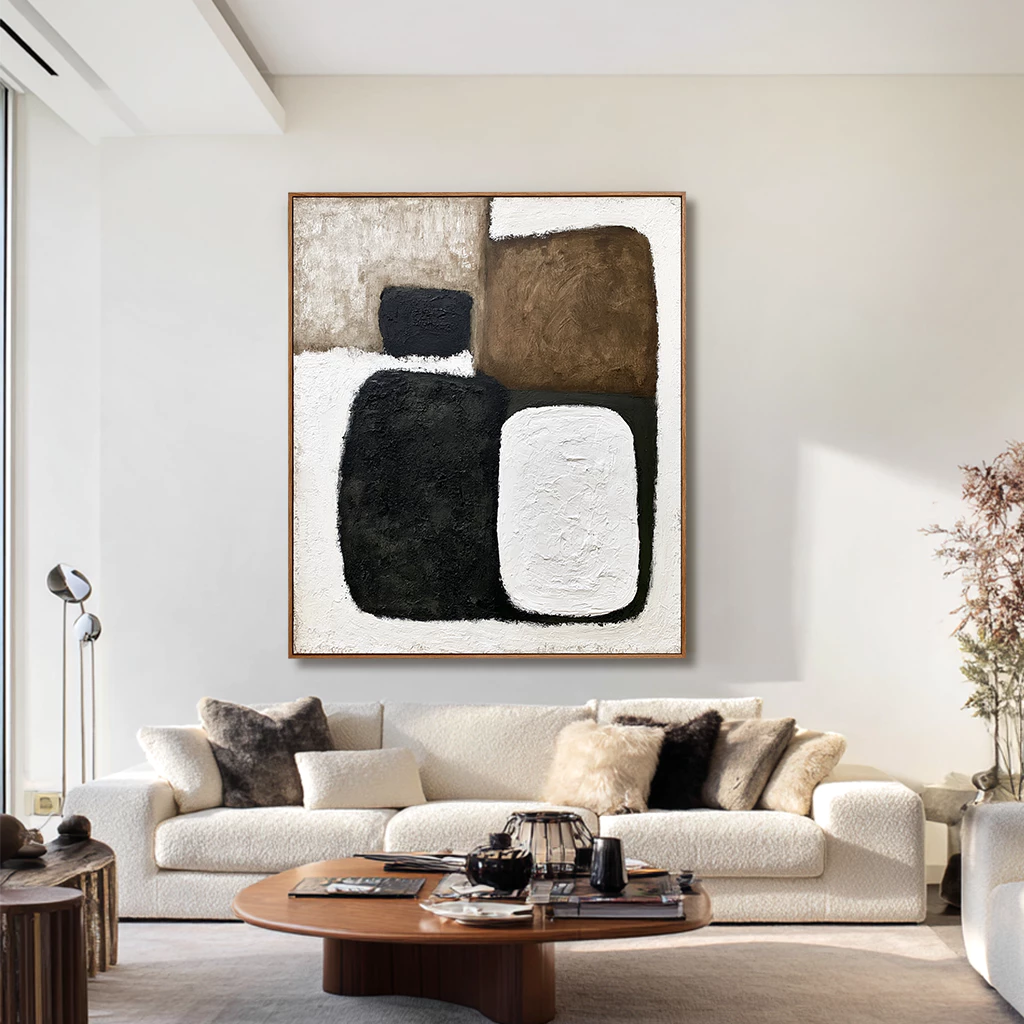 Wabi-Sabi Black & Brown Geometric Abstract Wall Art #WA117