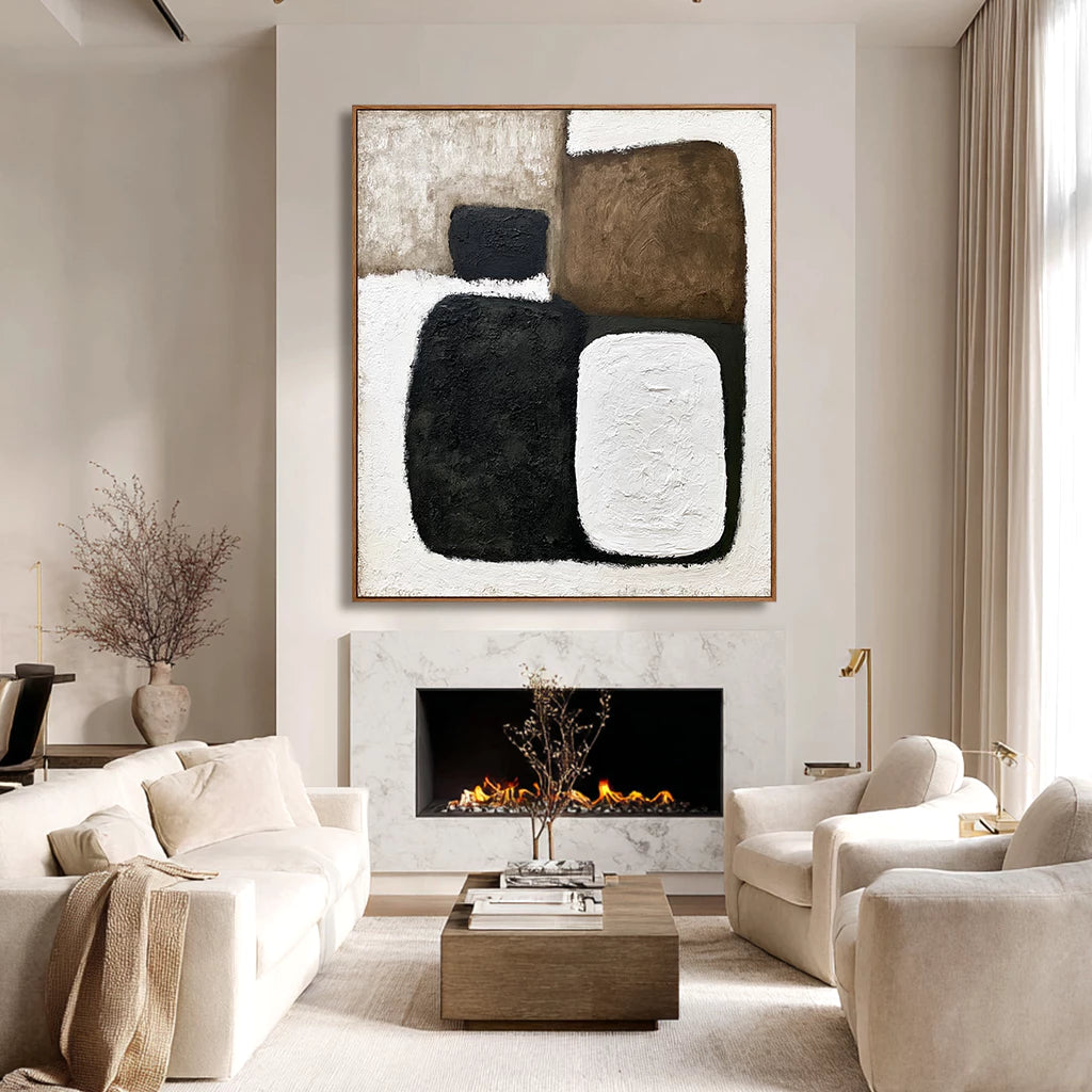 Wabi-Sabi Black & Brown Geometric Abstract Wall Art #WA117