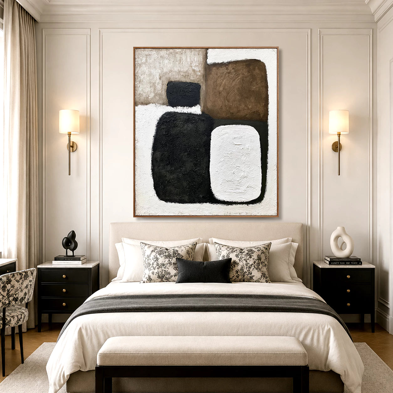 Wabi-Sabi Black & Brown Geometric Abstract Wall Art #WA117