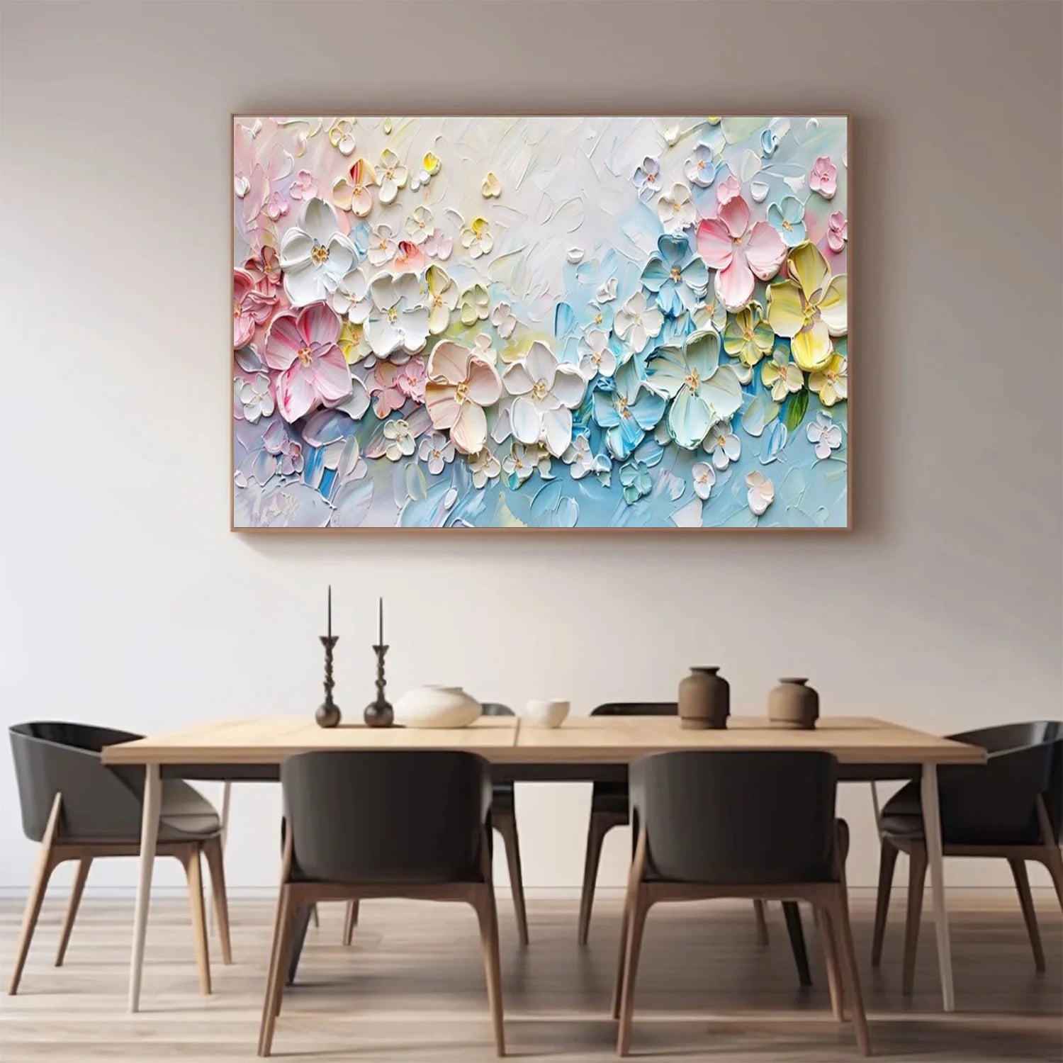 Colorful Flower & Tree Abstract Textured Wall Art #FT088