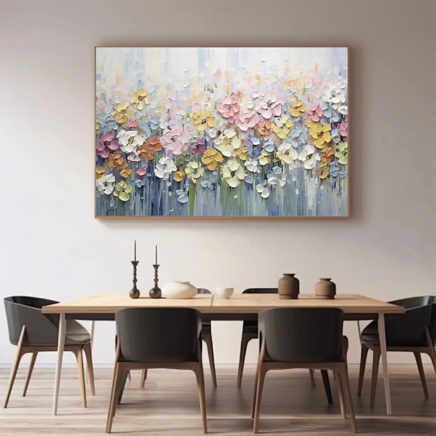 Colorful Flower & Tree Abstract Textured Wall Art #FT089