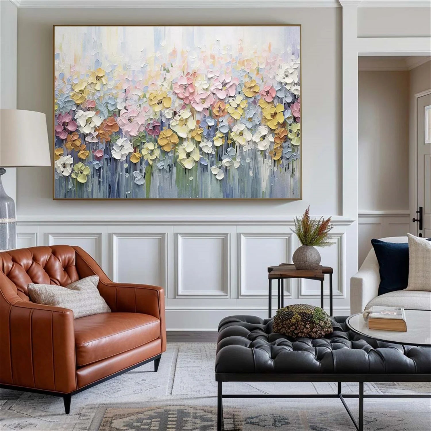 Colorful Flower & Tree Abstract Textured Wall Art #FT089