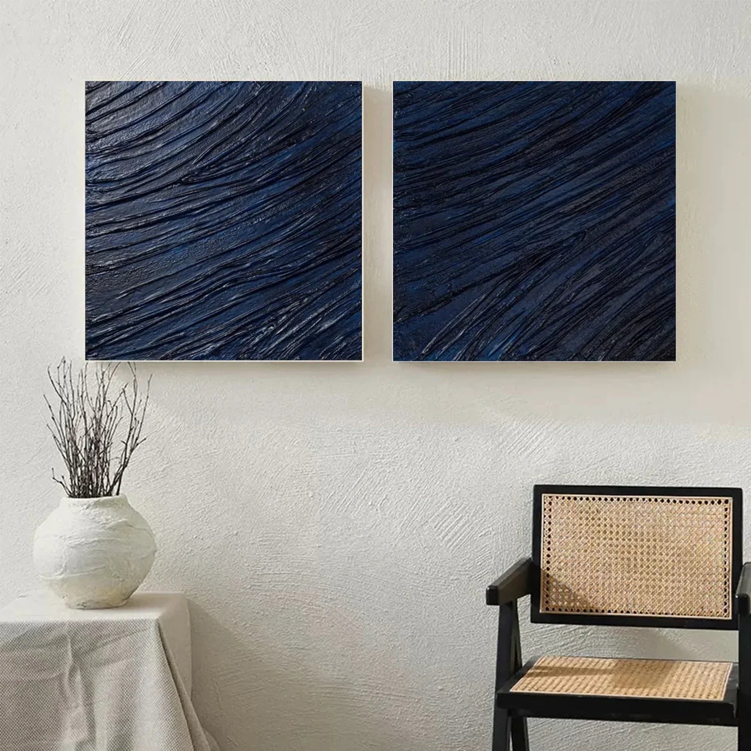 Blue Minimalist_Textured Canvas Art Set of 2 #MZ104