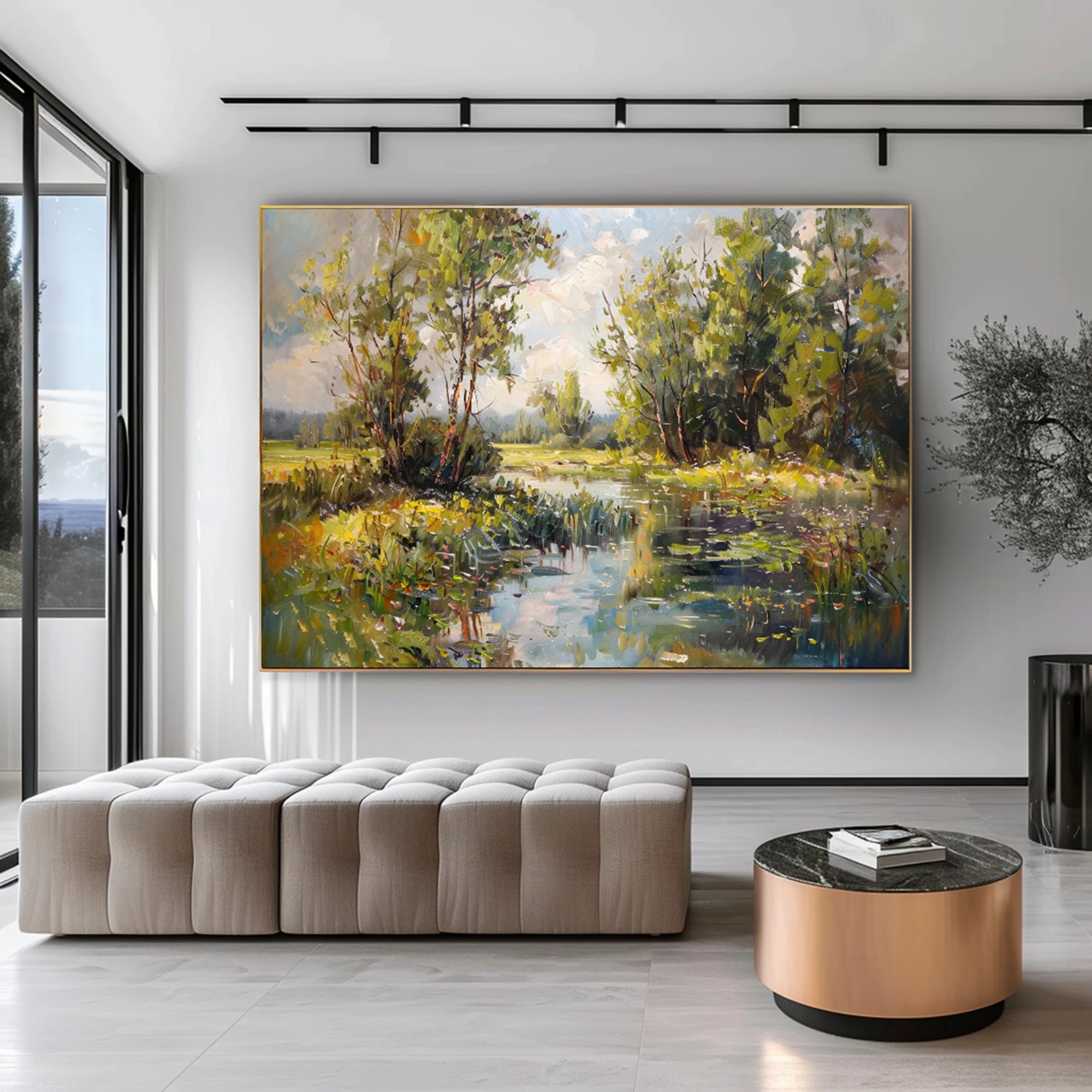 Impressionist River Landscape Oil Painting #FT581