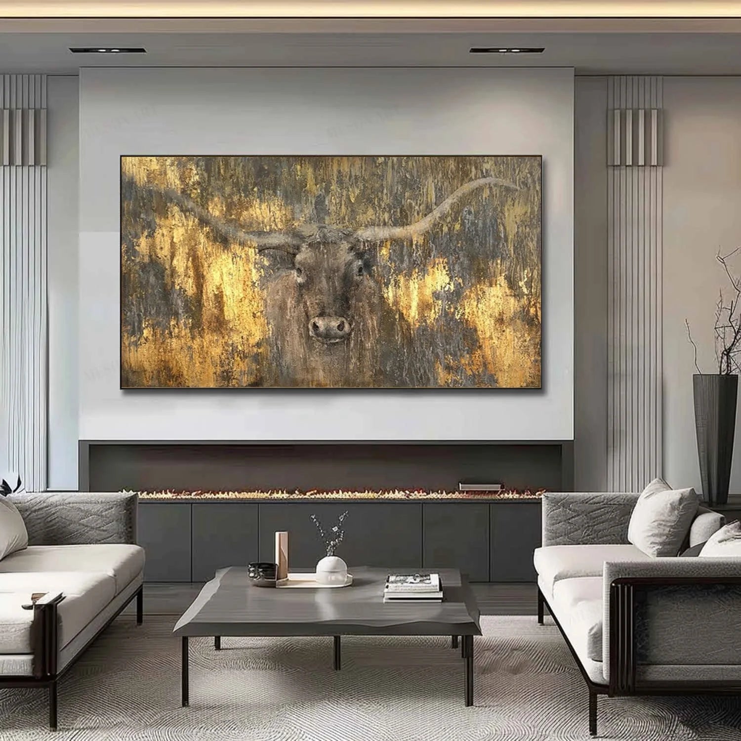 Gold and Brown Abstract Animal Wall Art #AM081