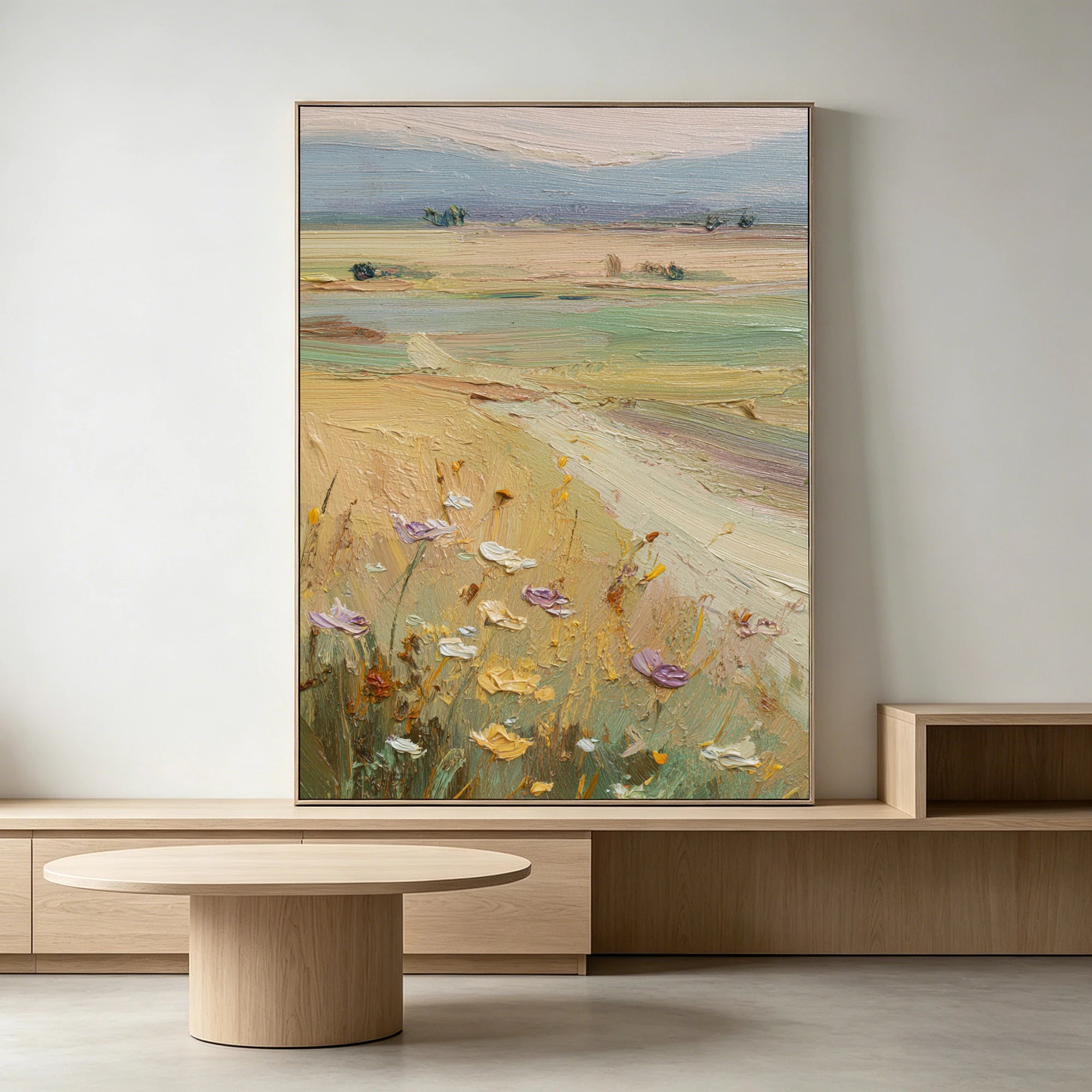 Wildflower Meadow Landscape Oil Painting, Hand-Painted #FT619