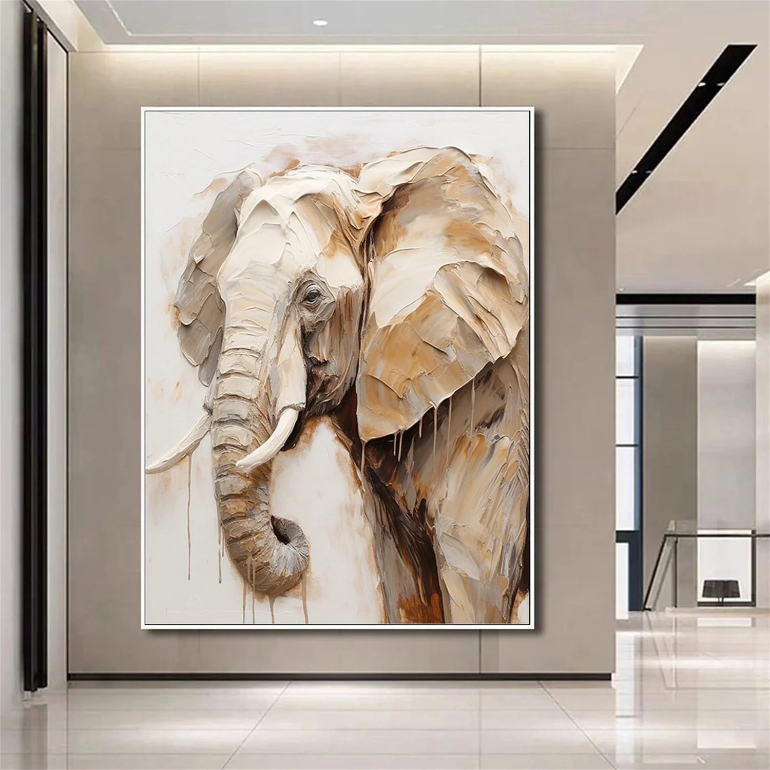 Beige and Brown Abstract Animal Wall Art #AM076