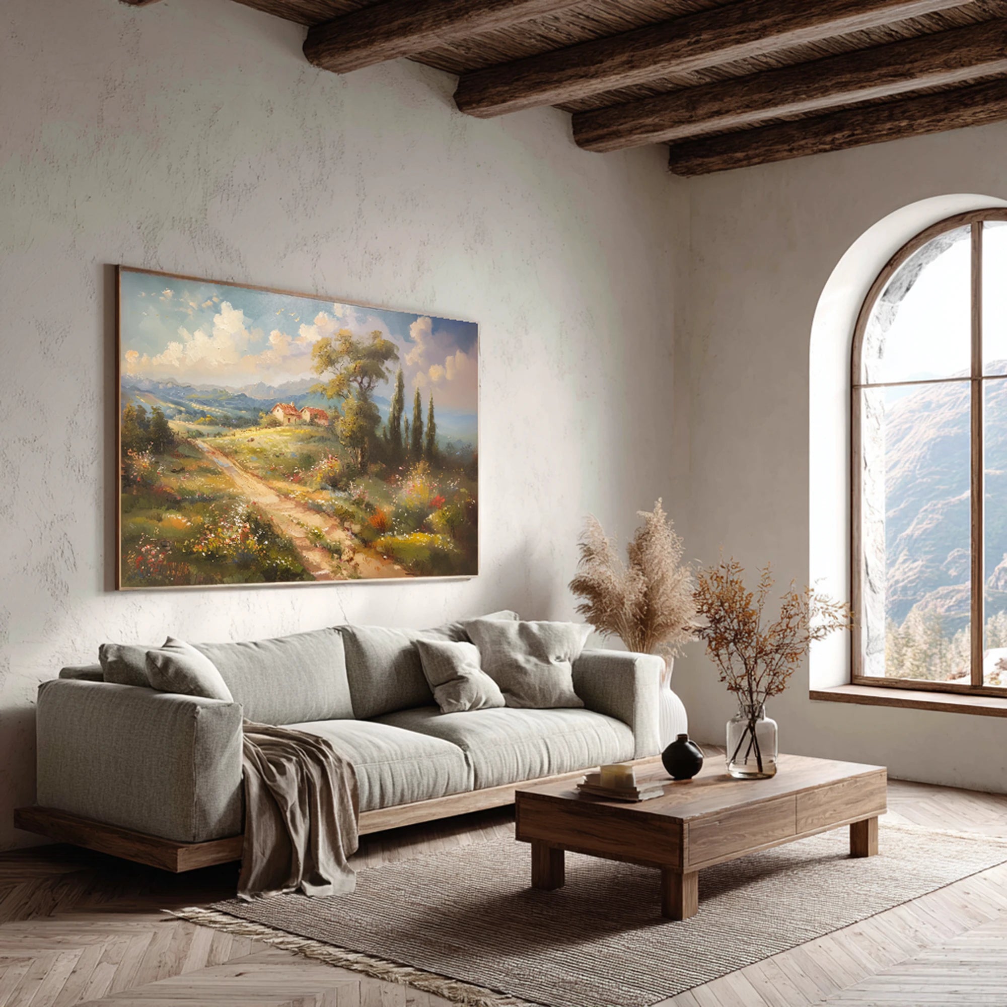 Tuscan Countryside Landscape Oil Painting #FT594