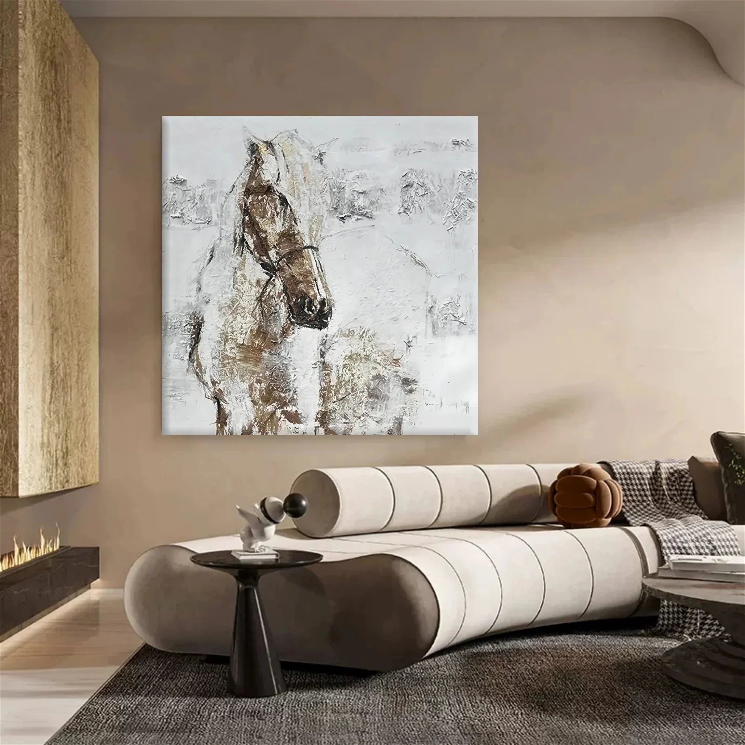 White Horse Abstract Animal Wall Art #AM049