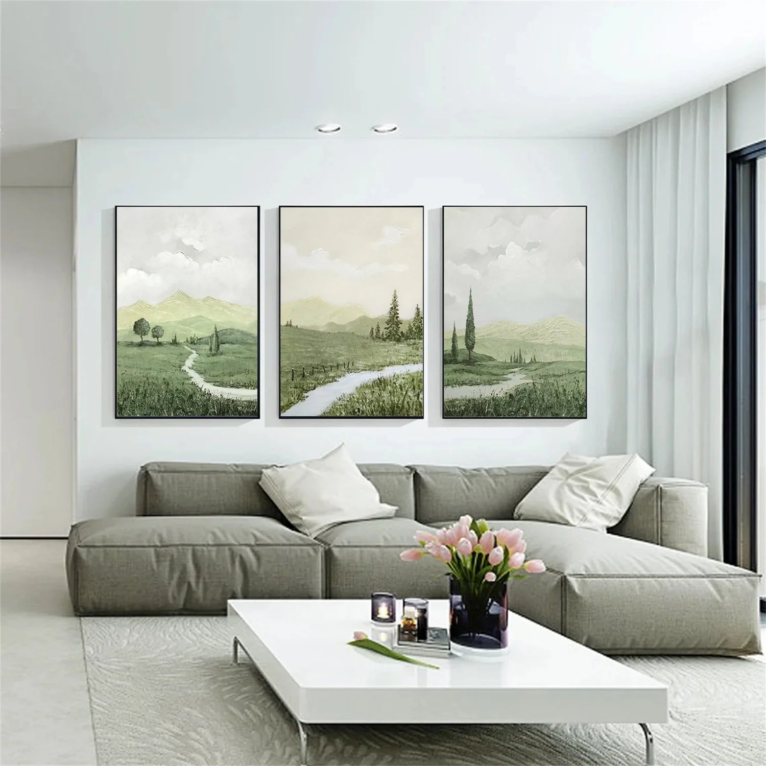 Flower & Tree Abstract Wall Art Set of 3 #FT140
