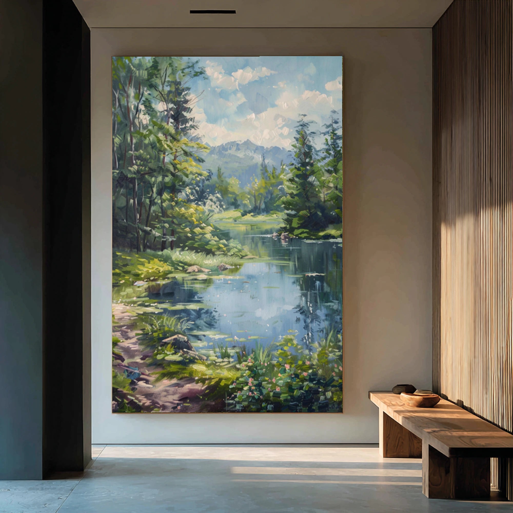 Forest Lake Landscape Oil Painting #FJ637