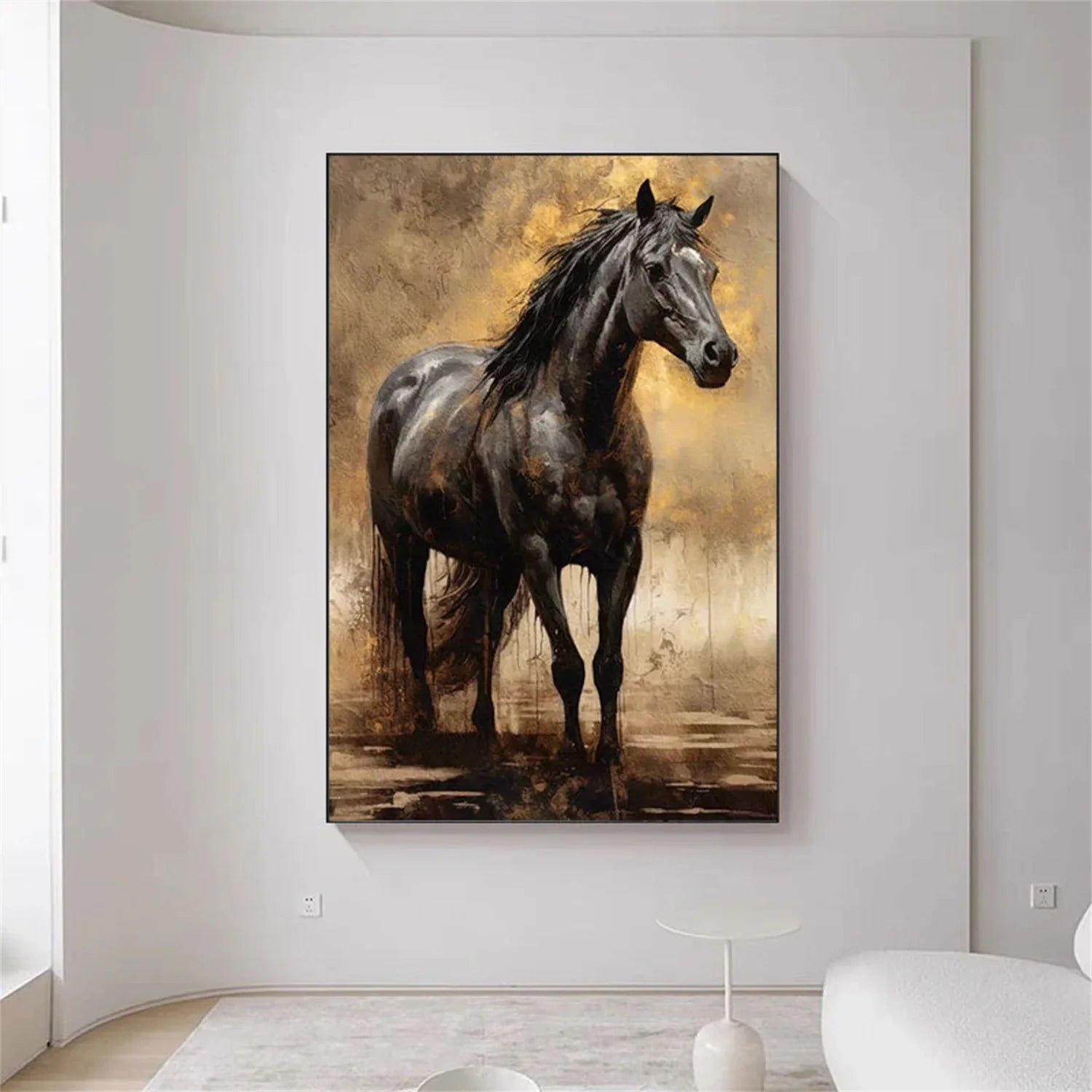 Beige and Brown House Abstract Animal Wall Art #AM056