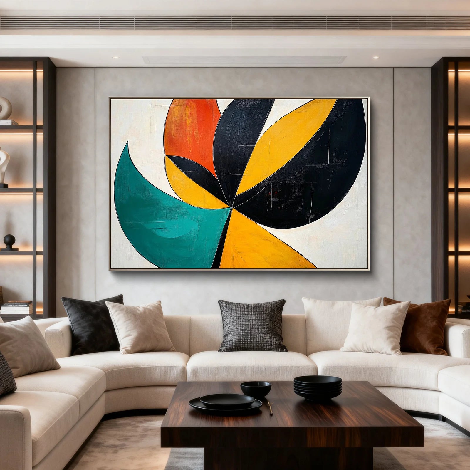 Bold Color Block Geometric Abstract Impasto Oil Painting #PO387