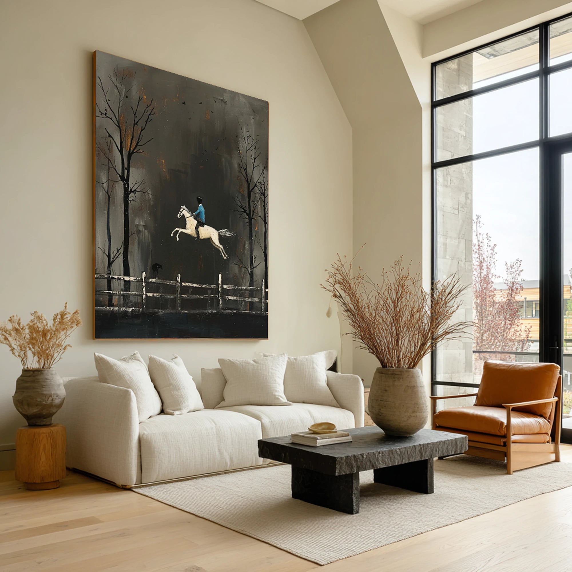 Abstract Equestrian Oil Painting #WA516