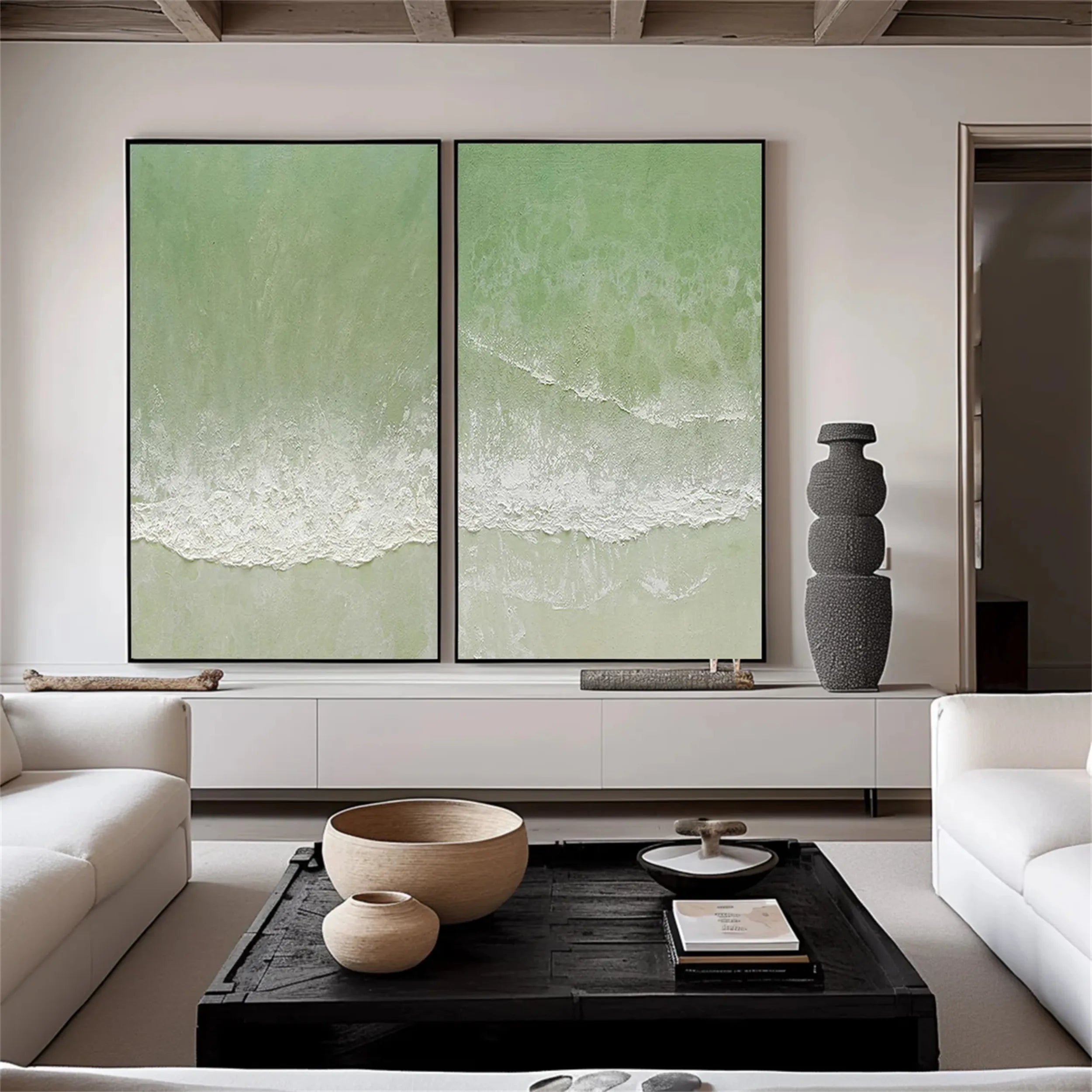 Green Texture Art Set of 2 #GT033