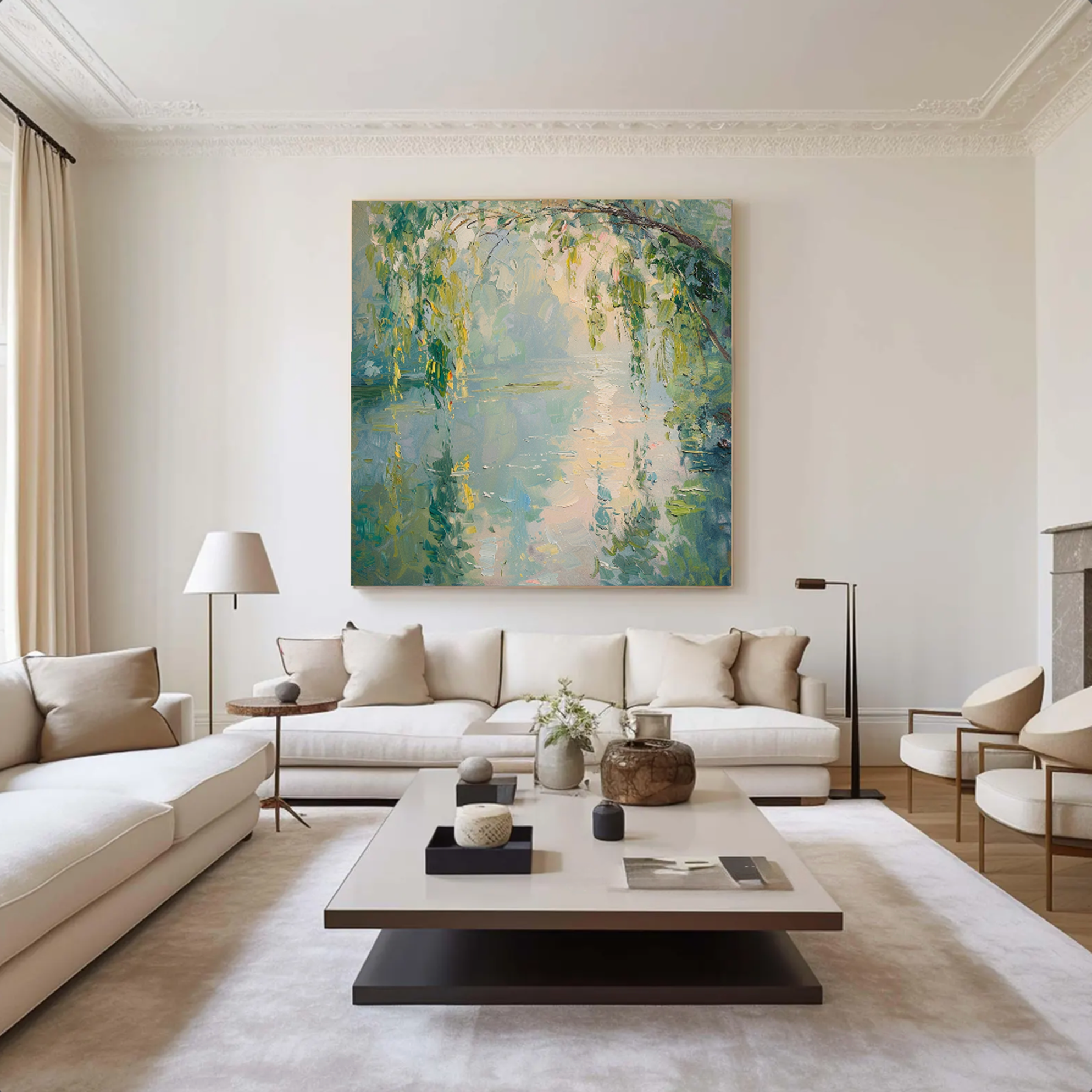 Hand Painted Landscape Wall Art for Modern Living Room #FT341