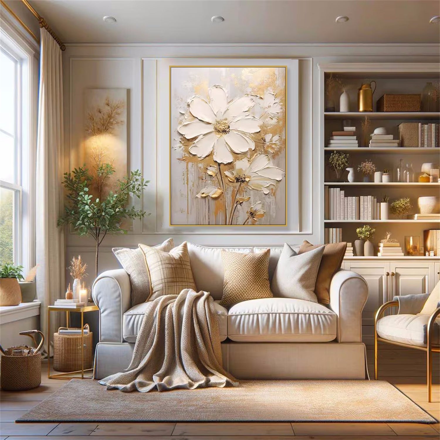 Flower & Tree Abstract Textured Wall Art Set of 2 #FT045