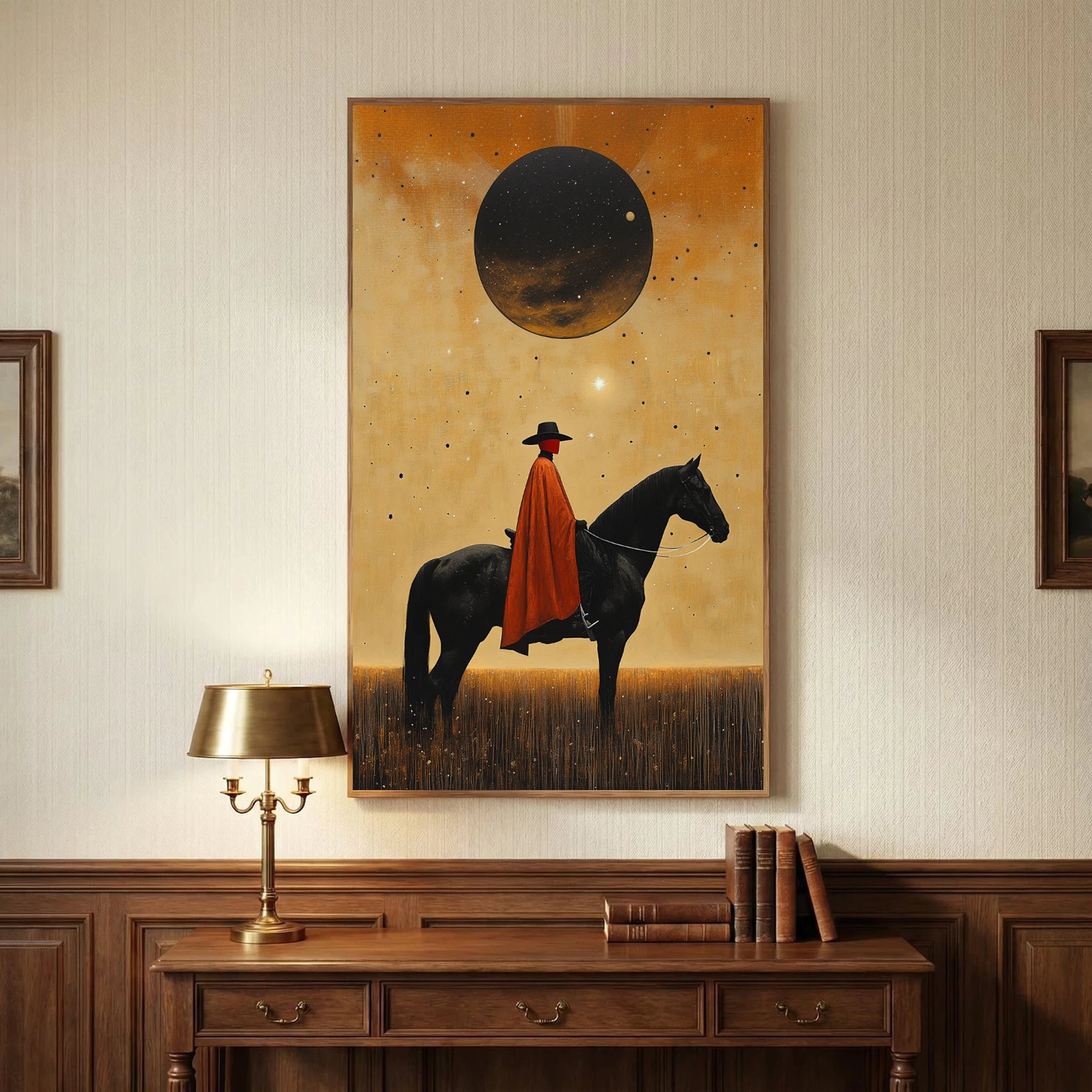 Rider Under the Moon Oil Painting #AB682