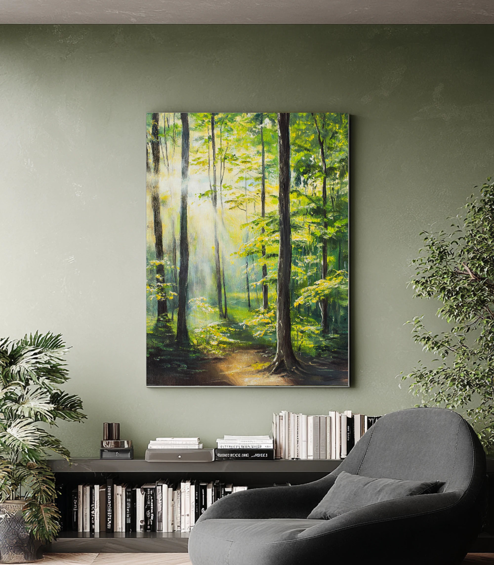 Sunlit Forest Path Hand-Painted Oil Painting #FJ673