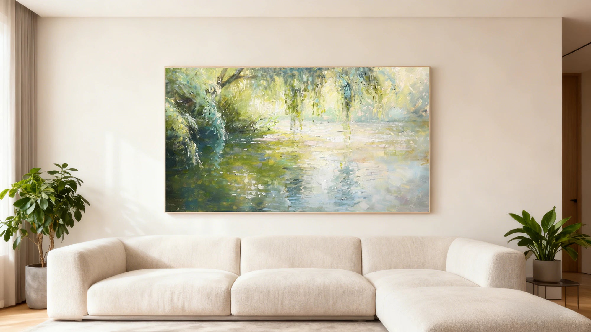 Impressionist Riverside Willow Oil Painting #FT571