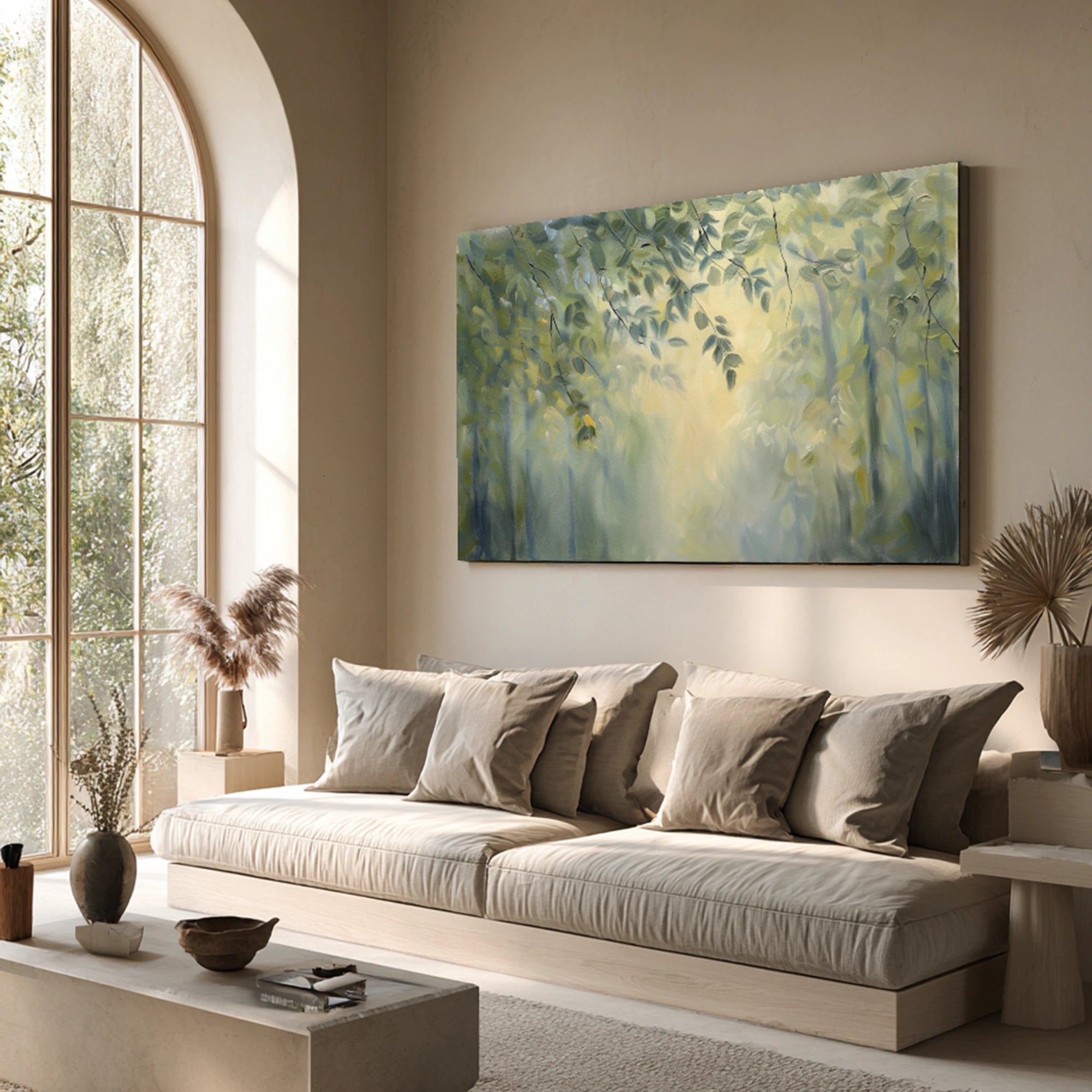 Soft Green Forest Light Abstract Oil Painting #FT572