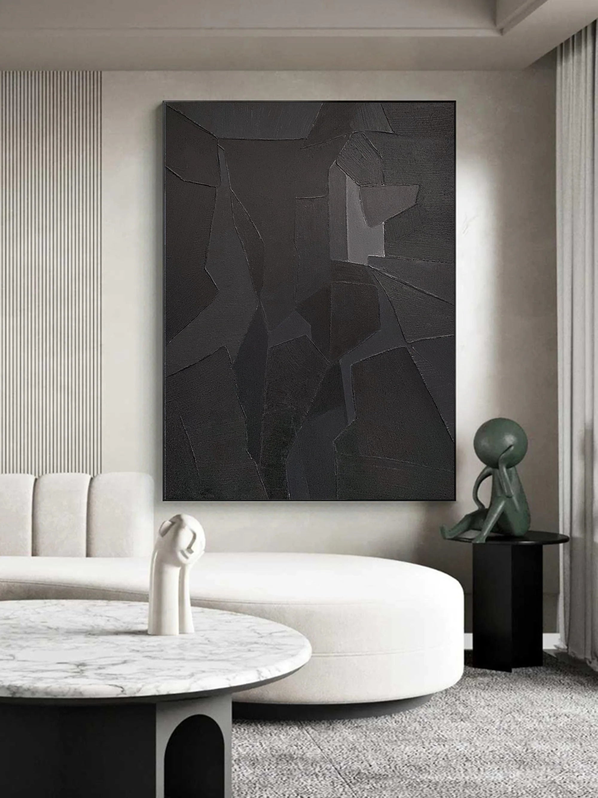 3D Textured Geometric Minimalist Wall Art Painting Original Handcrafted