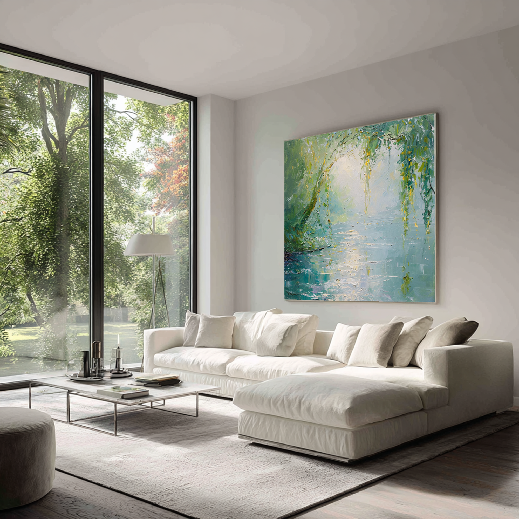 Weeping Willow River Oil Painting #FT338