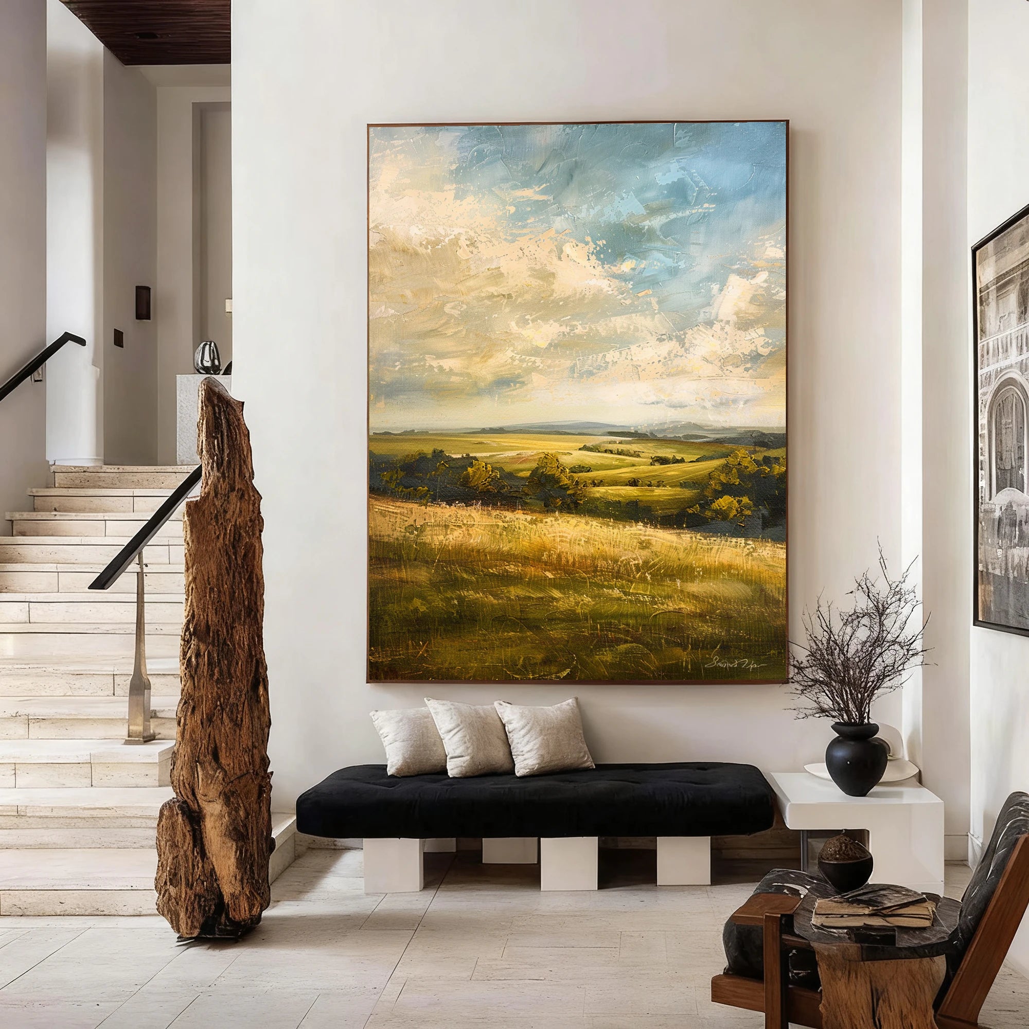 Hand-Painted Countryside Landscape Oil Painting #FJ666