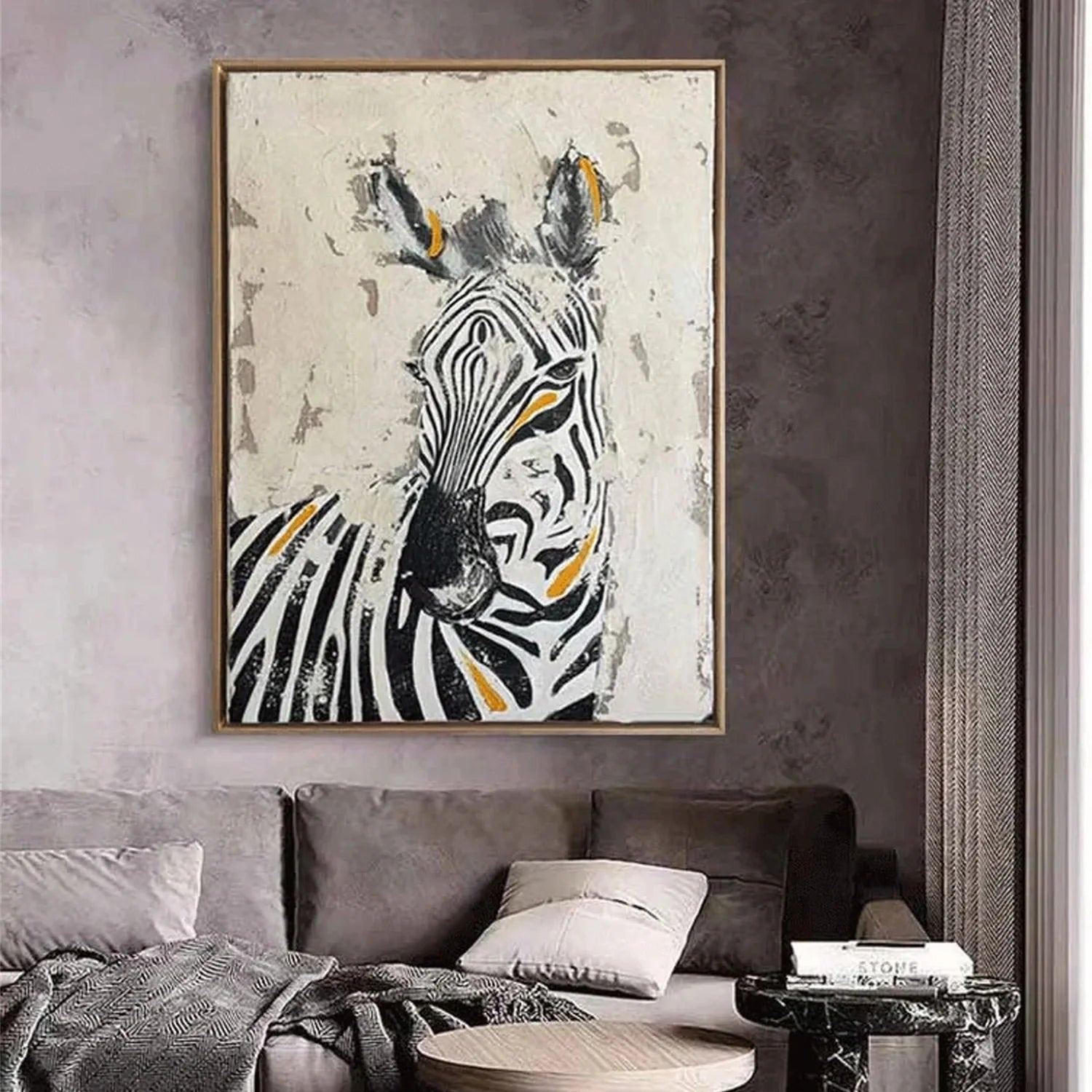 Black and White Horse Abstract Animal Wall Art #AM071