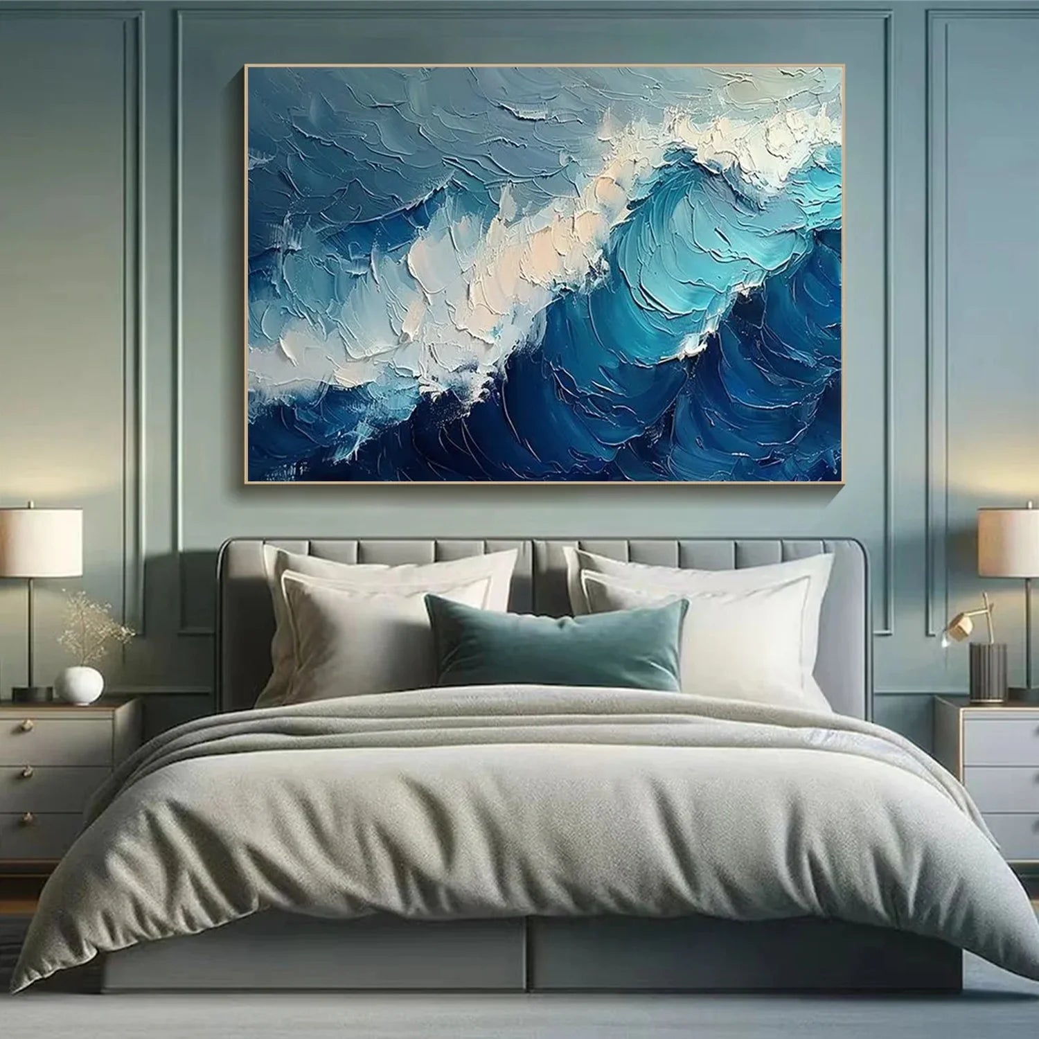 Blue Sea & Sky Abstract Textured Wall Art #SK124