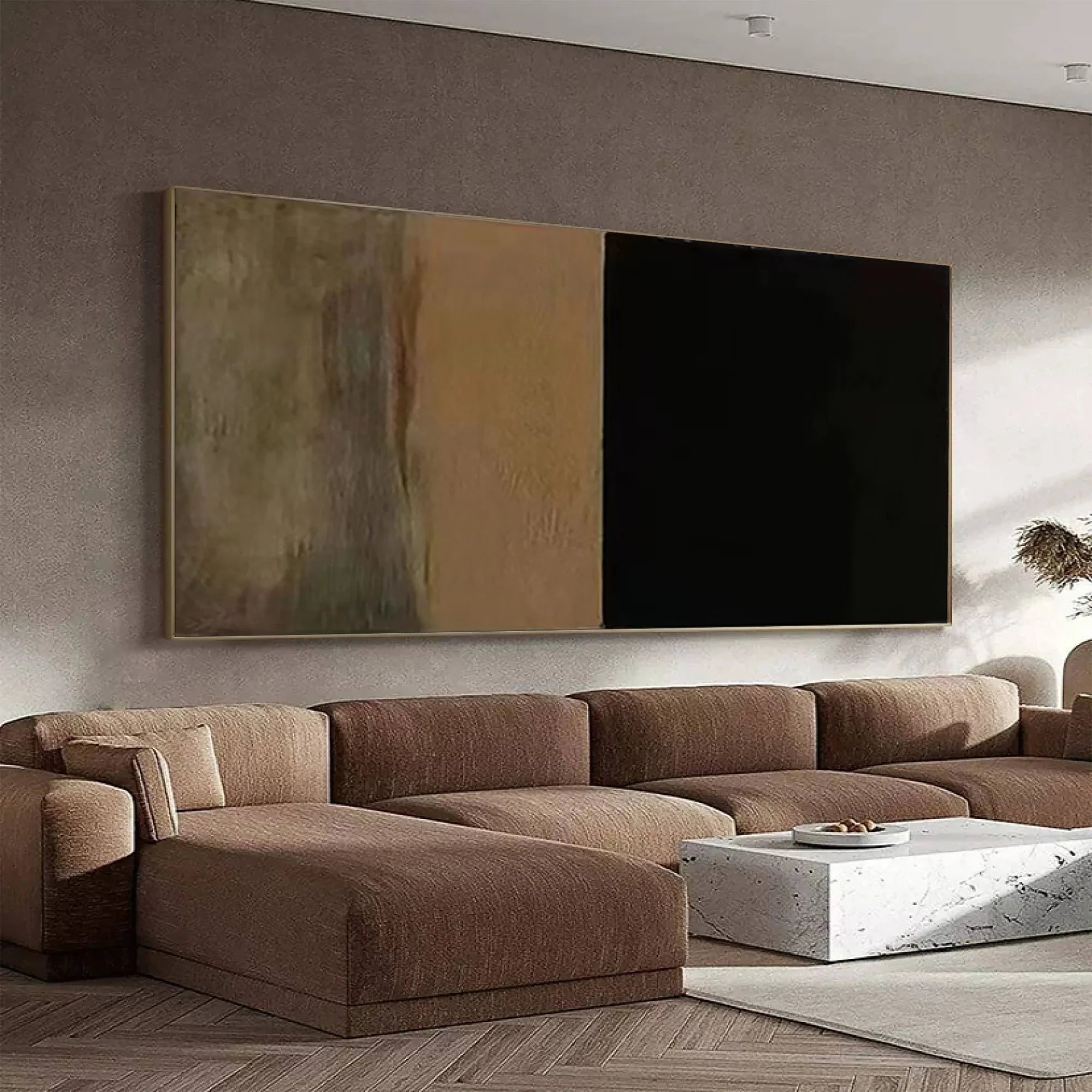 Minimalist Neutral Color Block Abstract Oil Painting #JM93