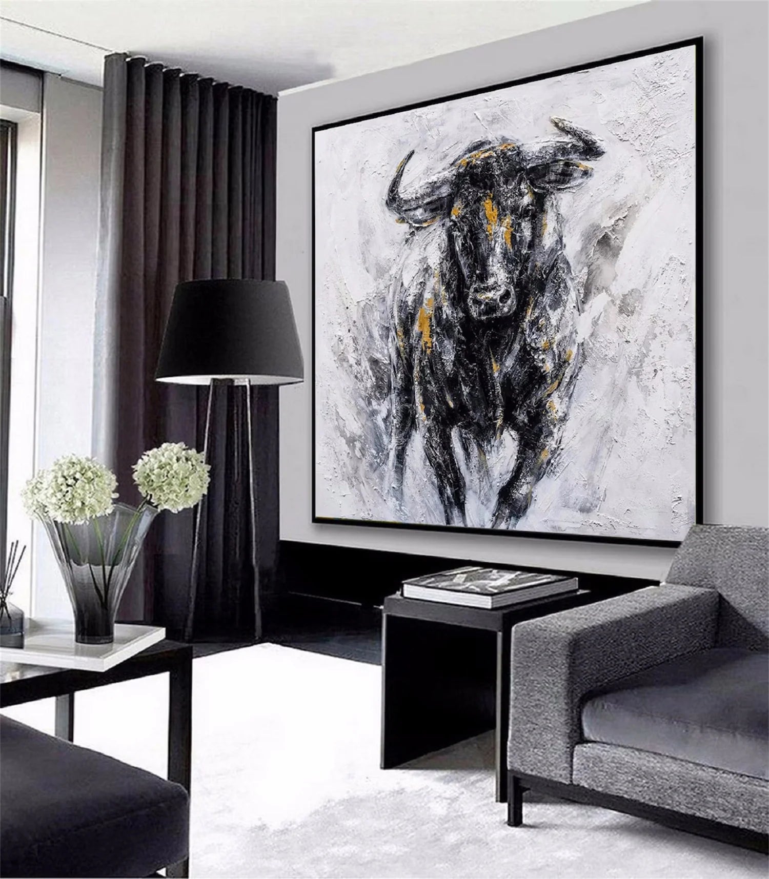 Black and White Abstract Animal Wall Art #AM053