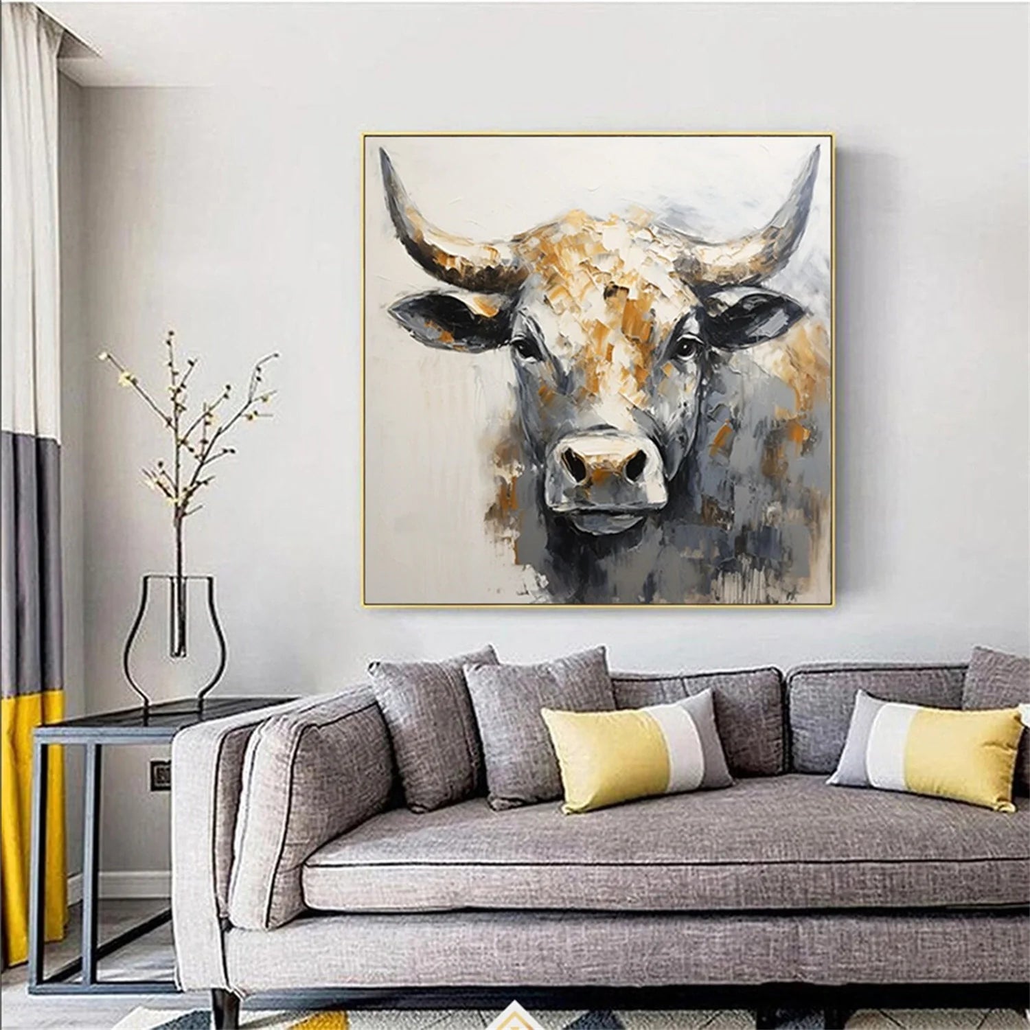Beige and Black Abstract Animal Wall Art #AM062