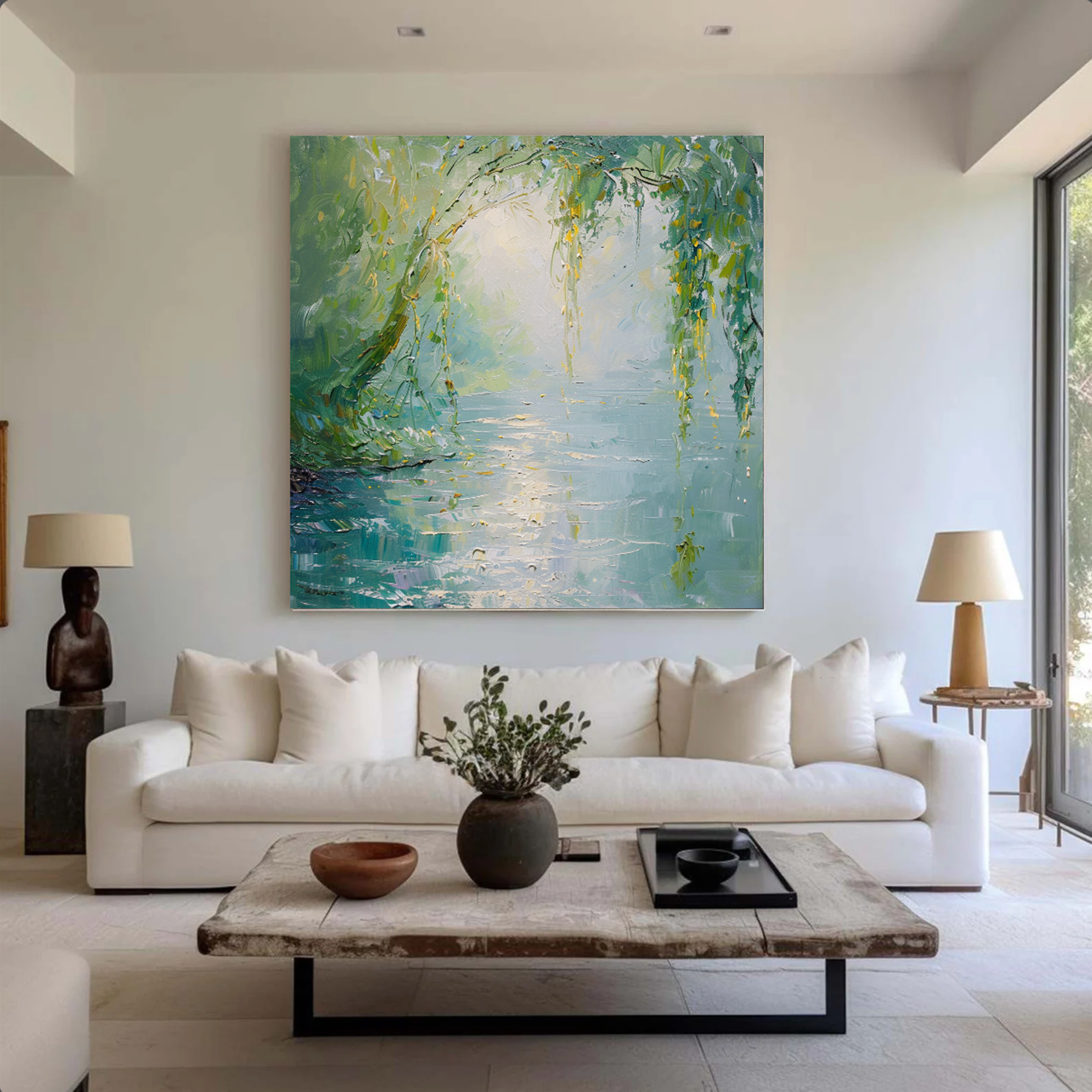Weeping Willow River Oil Painting #FT338