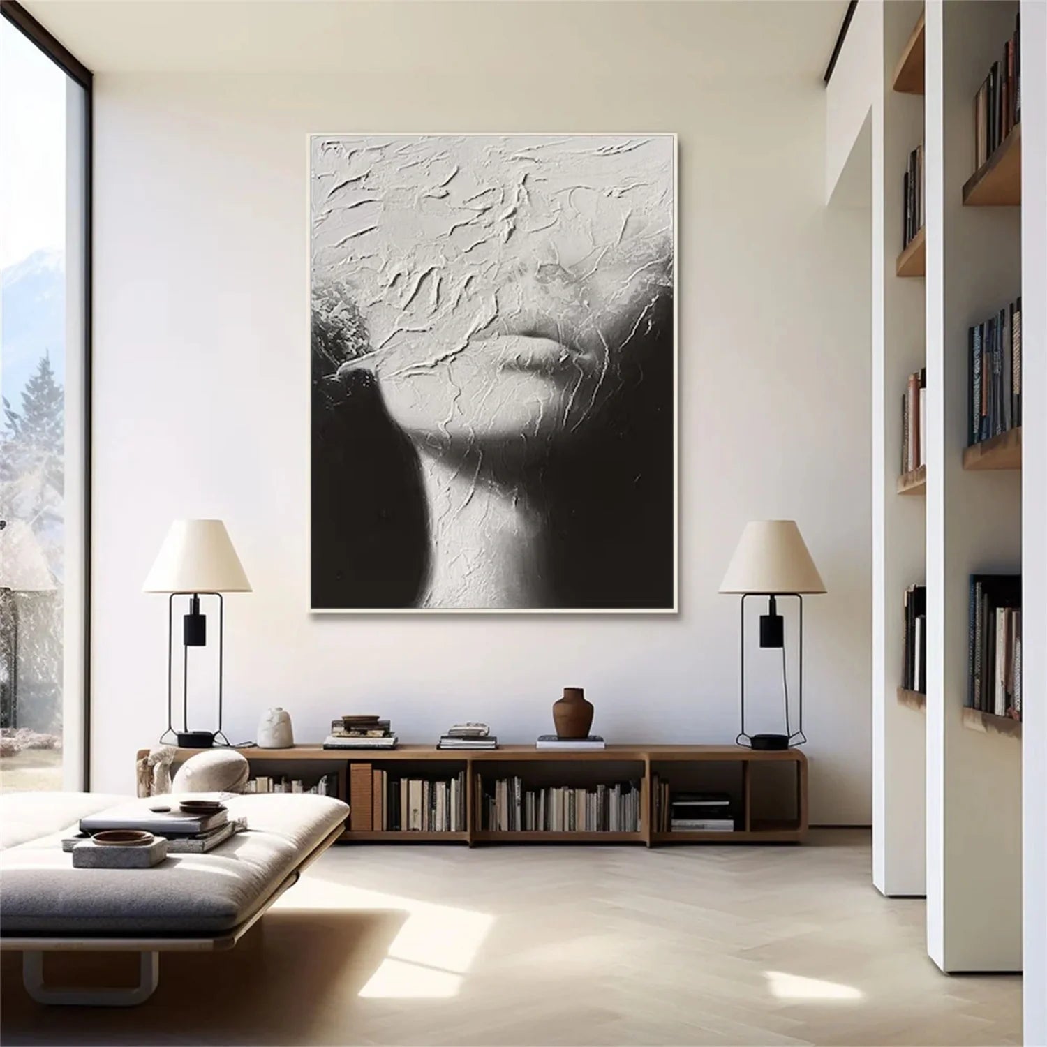 Abstract Portrait Black and White Painting #AB036