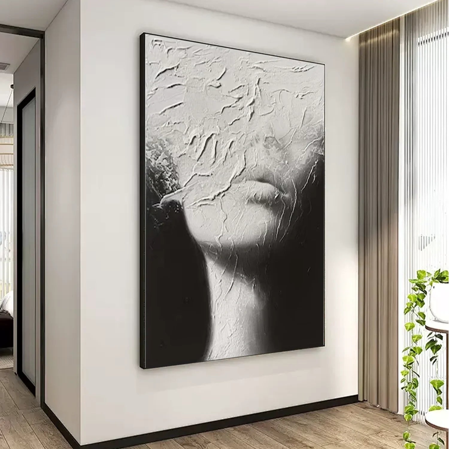 Abstract Portrait Black and White Painting #AB036