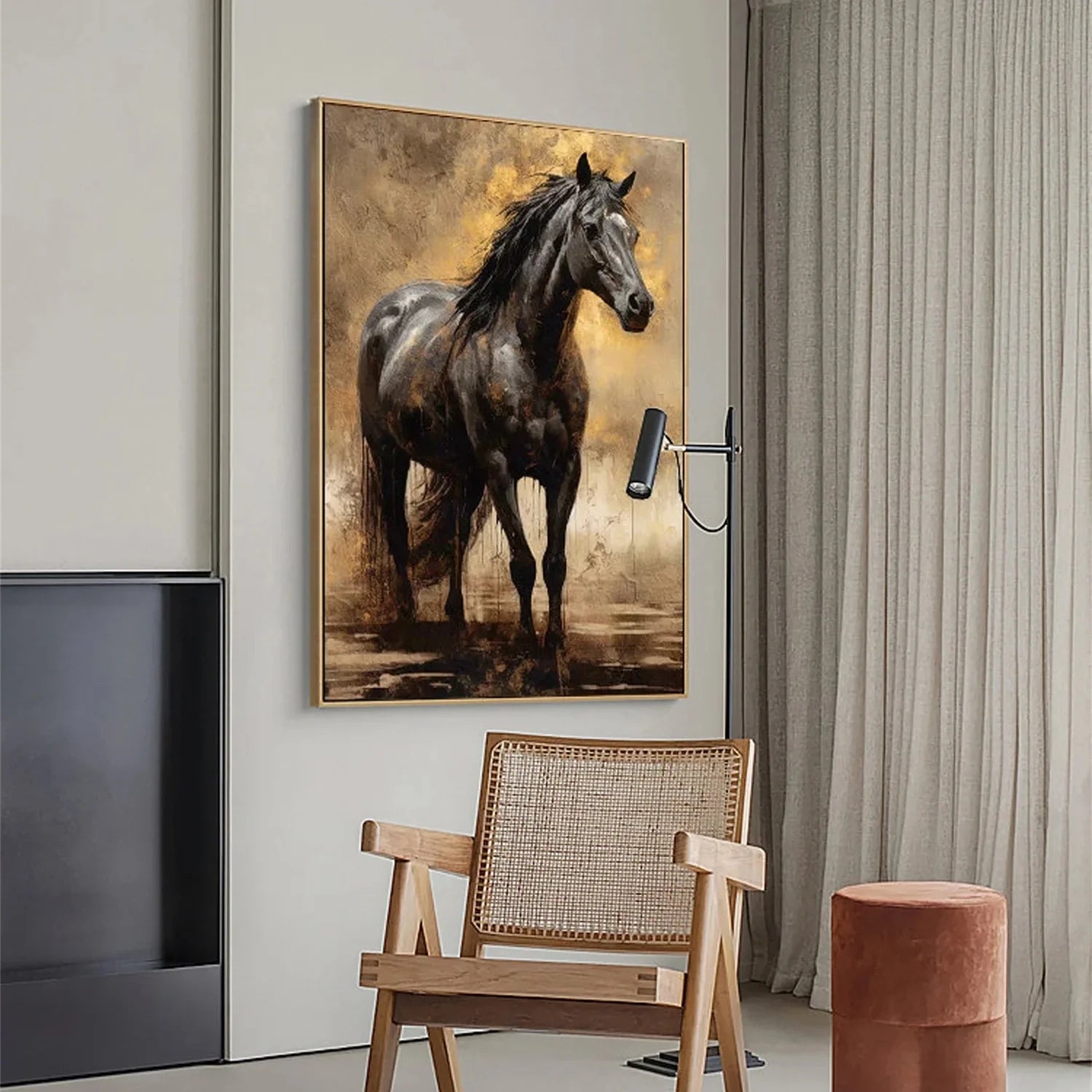 Beige and Brown House Abstract Animal Wall Art #AM056