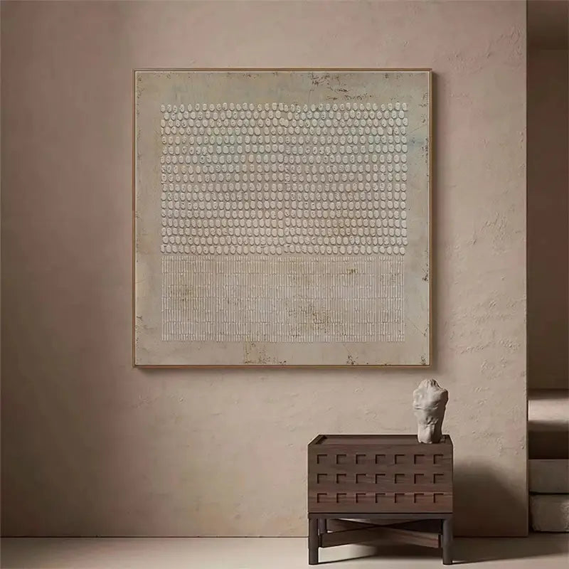 Textured Wabi-Sabi Abstract Brown Wall Art Installation, Brown Abstract Canvas Wall Decoration