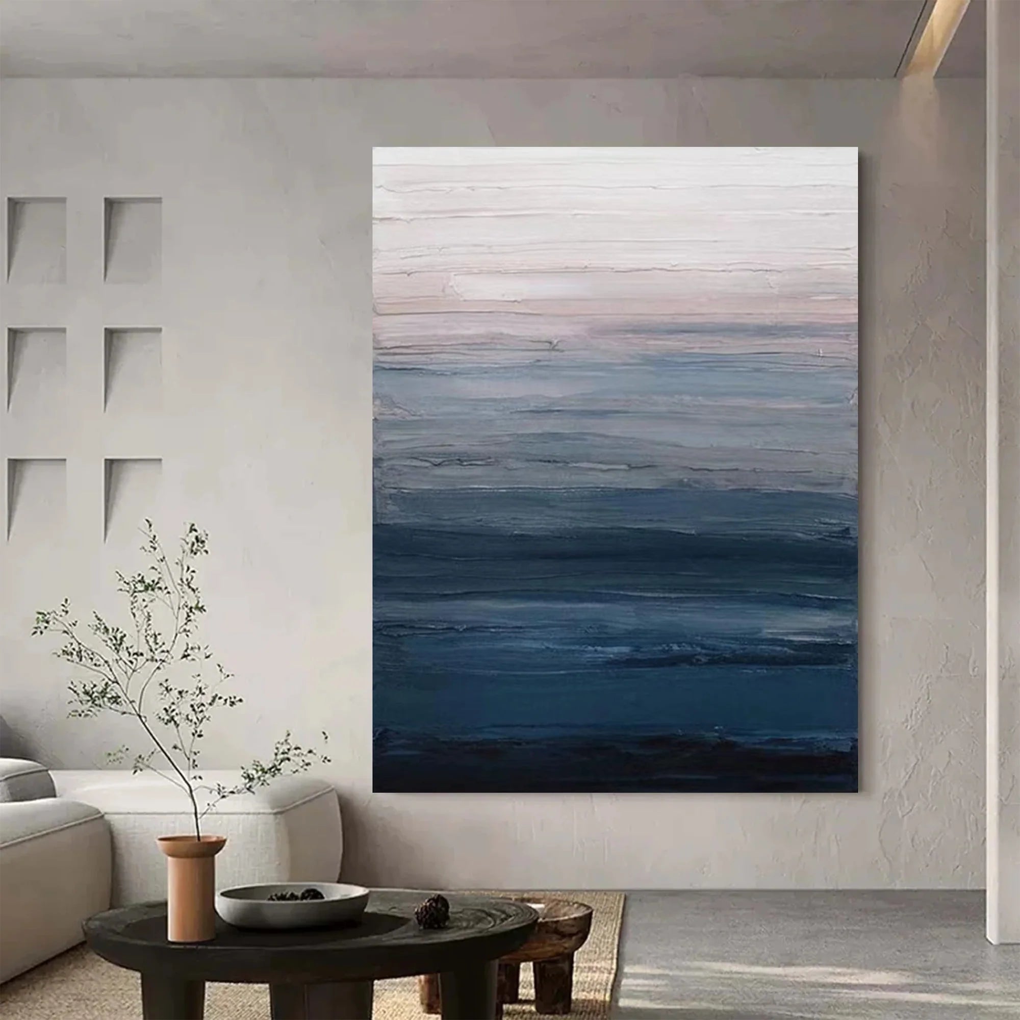 Original Blue Ocean Abstract Oil Painting #MZ354