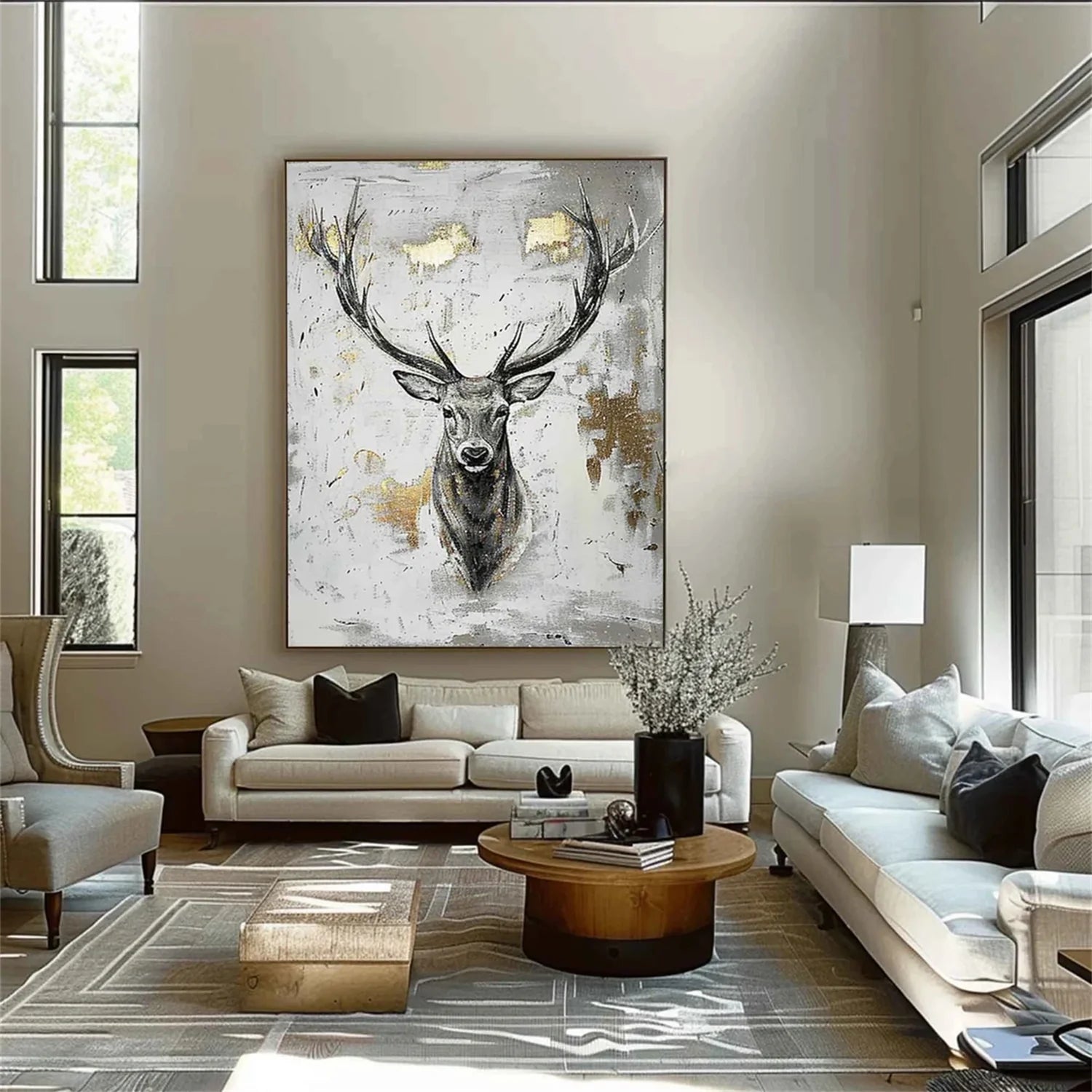 Black and White Abstract Animal Wall Art #AM080