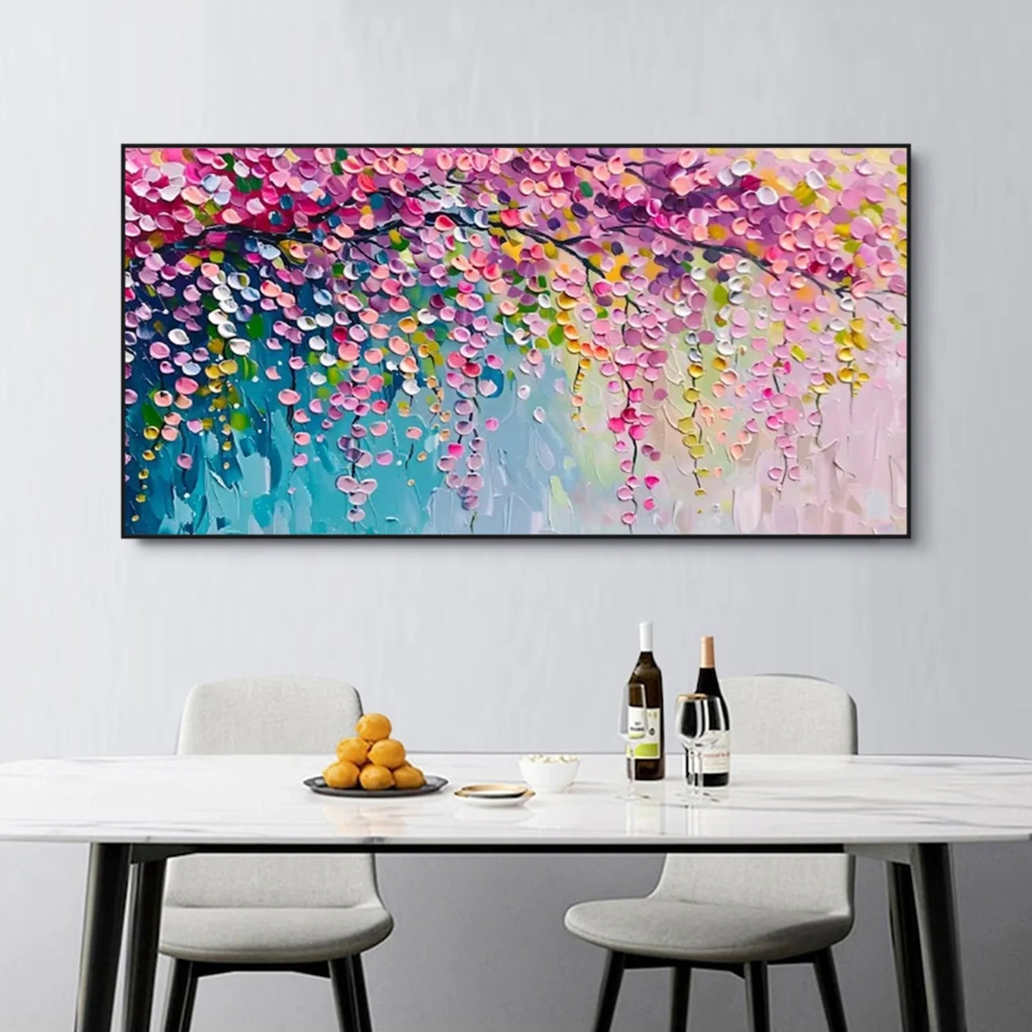 Colorful Flower & Tree Abstract Textured Wall Art #FT069