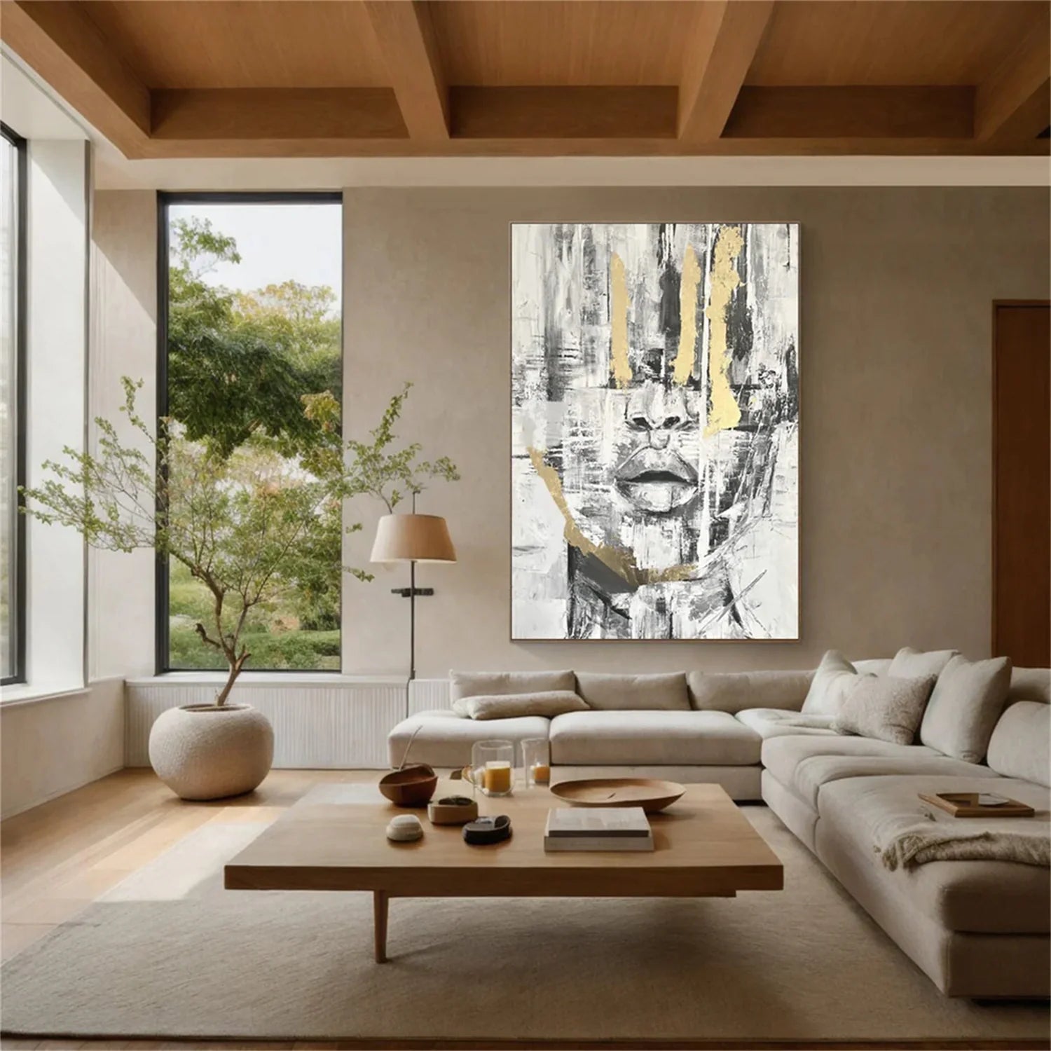 Abstract Portrait Black and White Painting #AB023