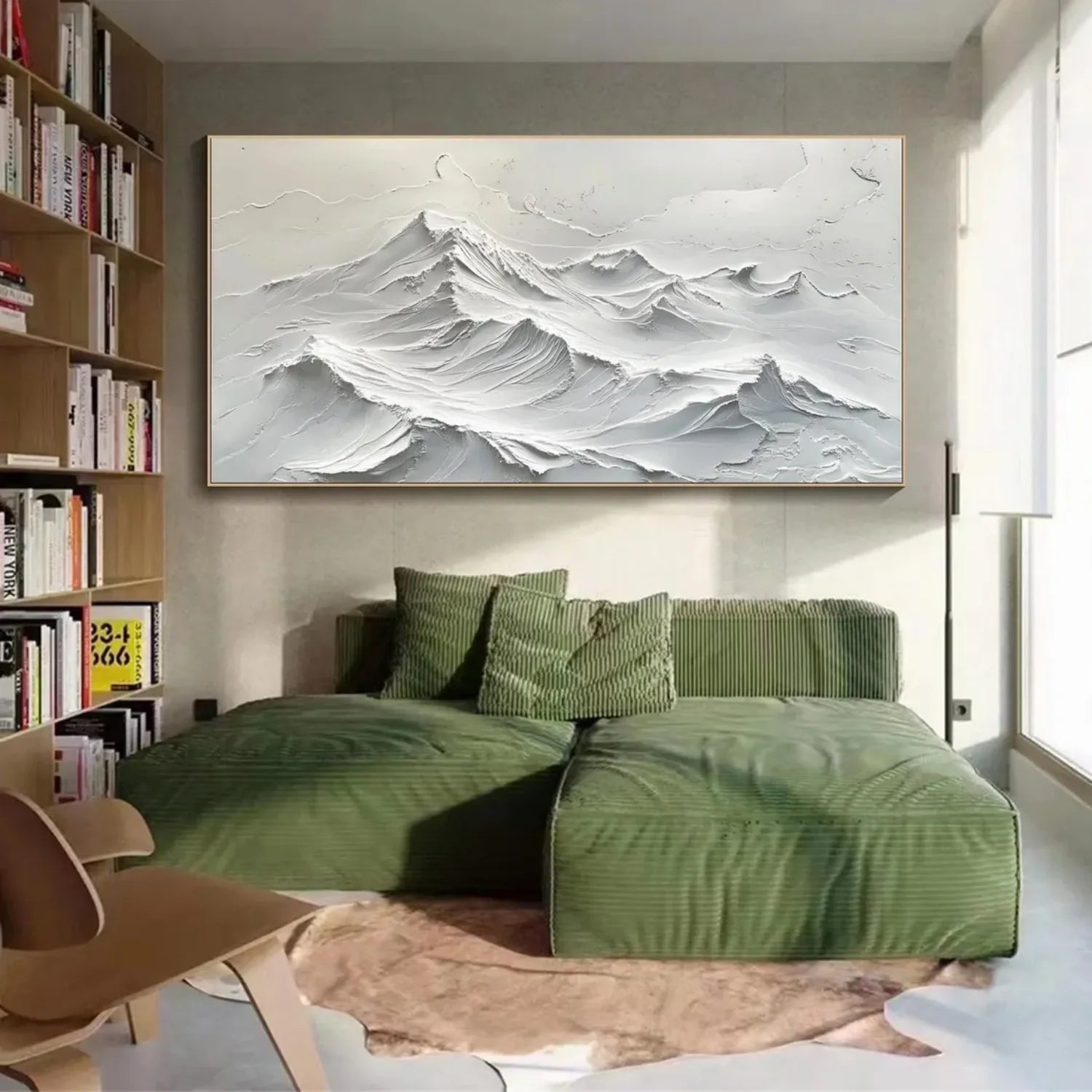 White Minimalistic Mountain Textured Art #MD208