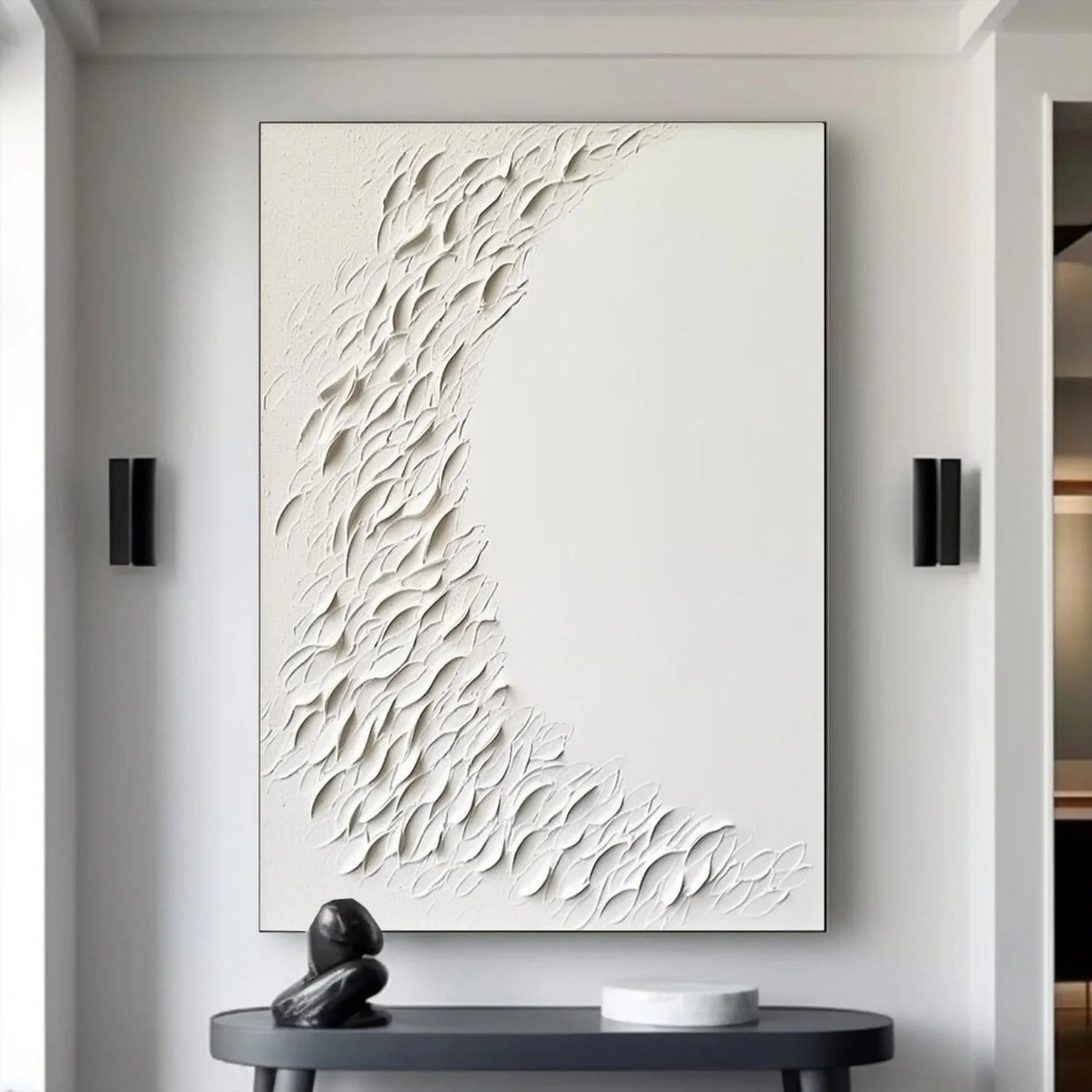 White Minimalistic Textured Art #MD212