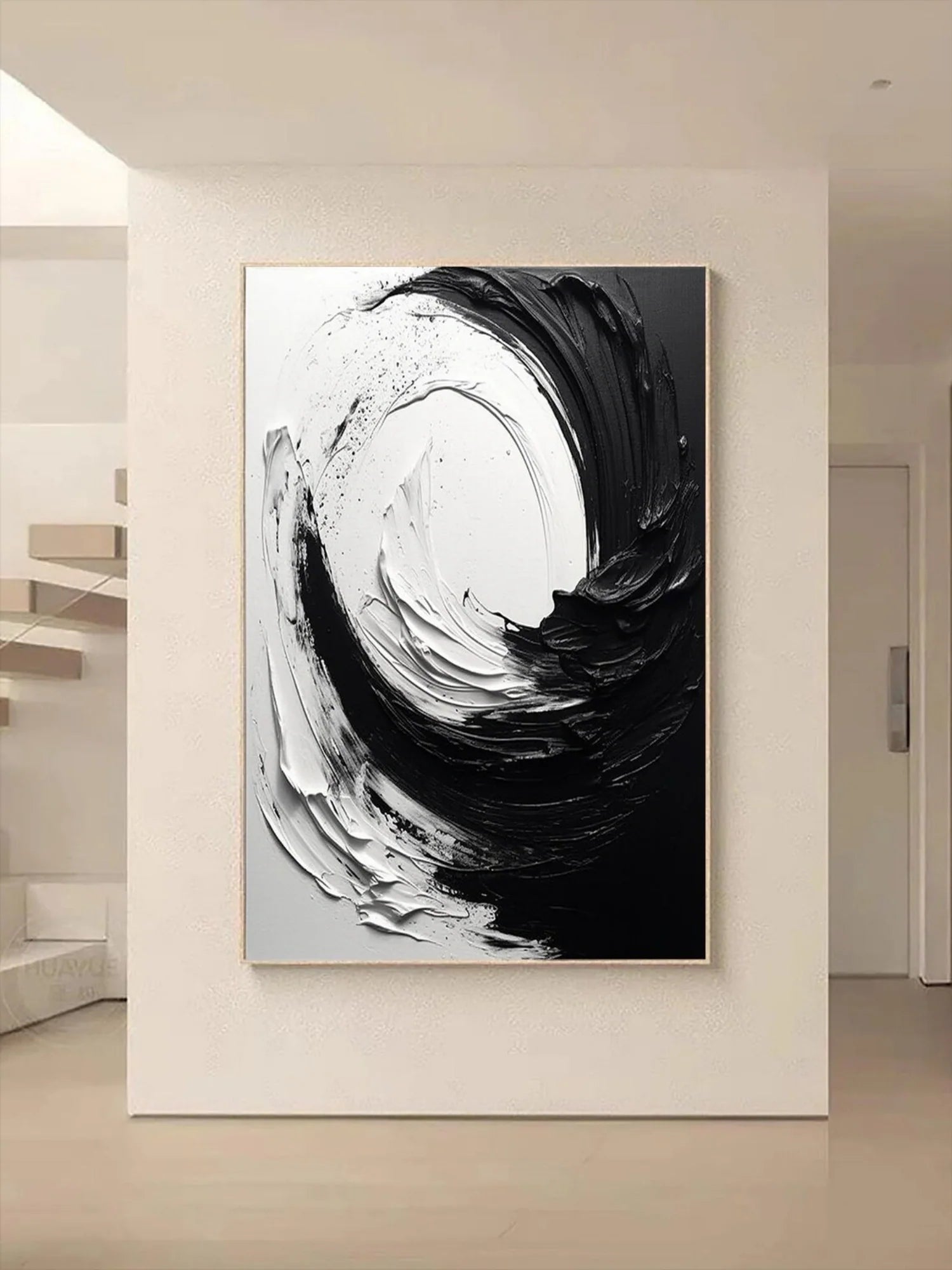 White and Black Minimalistic Textured Art #MD213