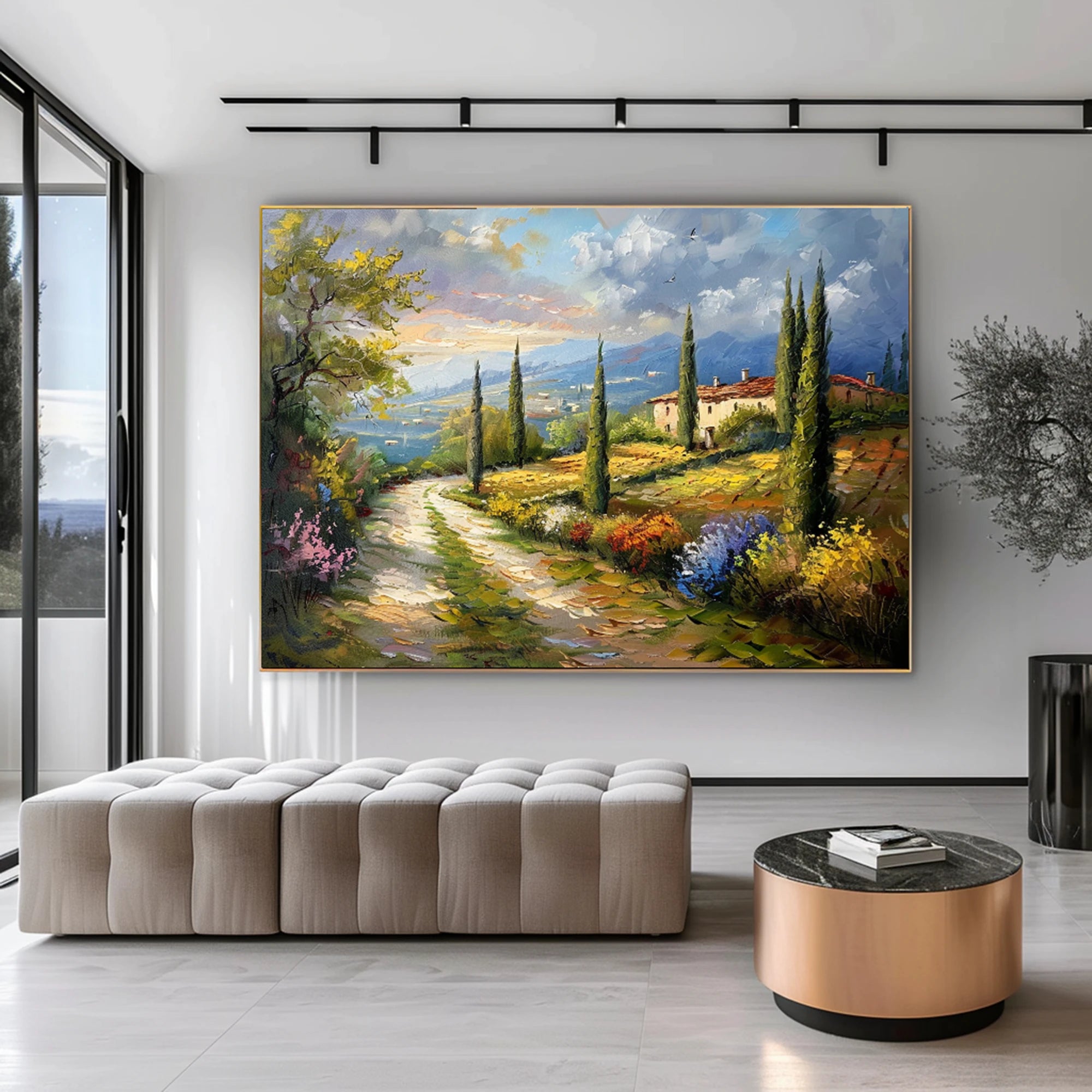 Tuscany Landscape Oil Painting | Textured Wall Art #FT601