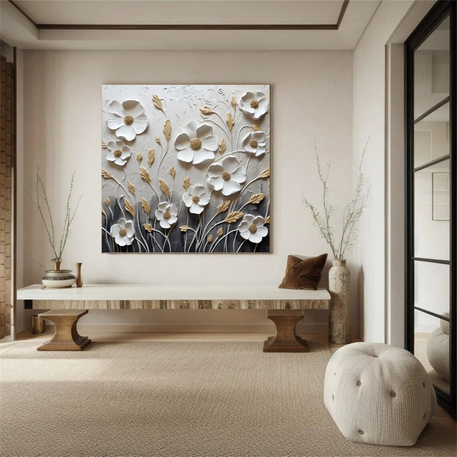 Flower & Tree Abstract Textured Wall Art #FT043